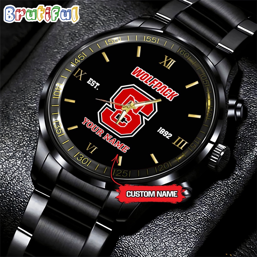 nc state wolfpack ncaa personalized black fashion watch football watch for fans sstym