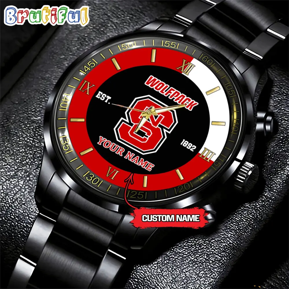 nc state wolfpack ncaa personalized black hand watch for fans 3lx27