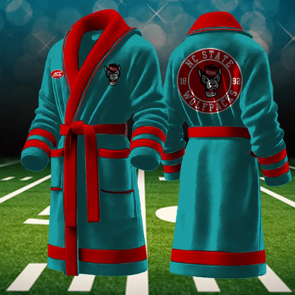 nc state wolfpack ncaa personalized fleece bathrobe mevtp