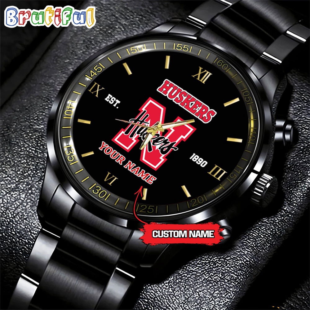nebraska cornhuskers ncaa personalized black fashion watch football watch for fans olhv5
