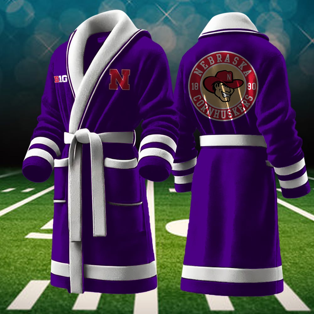 nebraska cornhuskers ncaa personalized fleece bathrobe vimc7