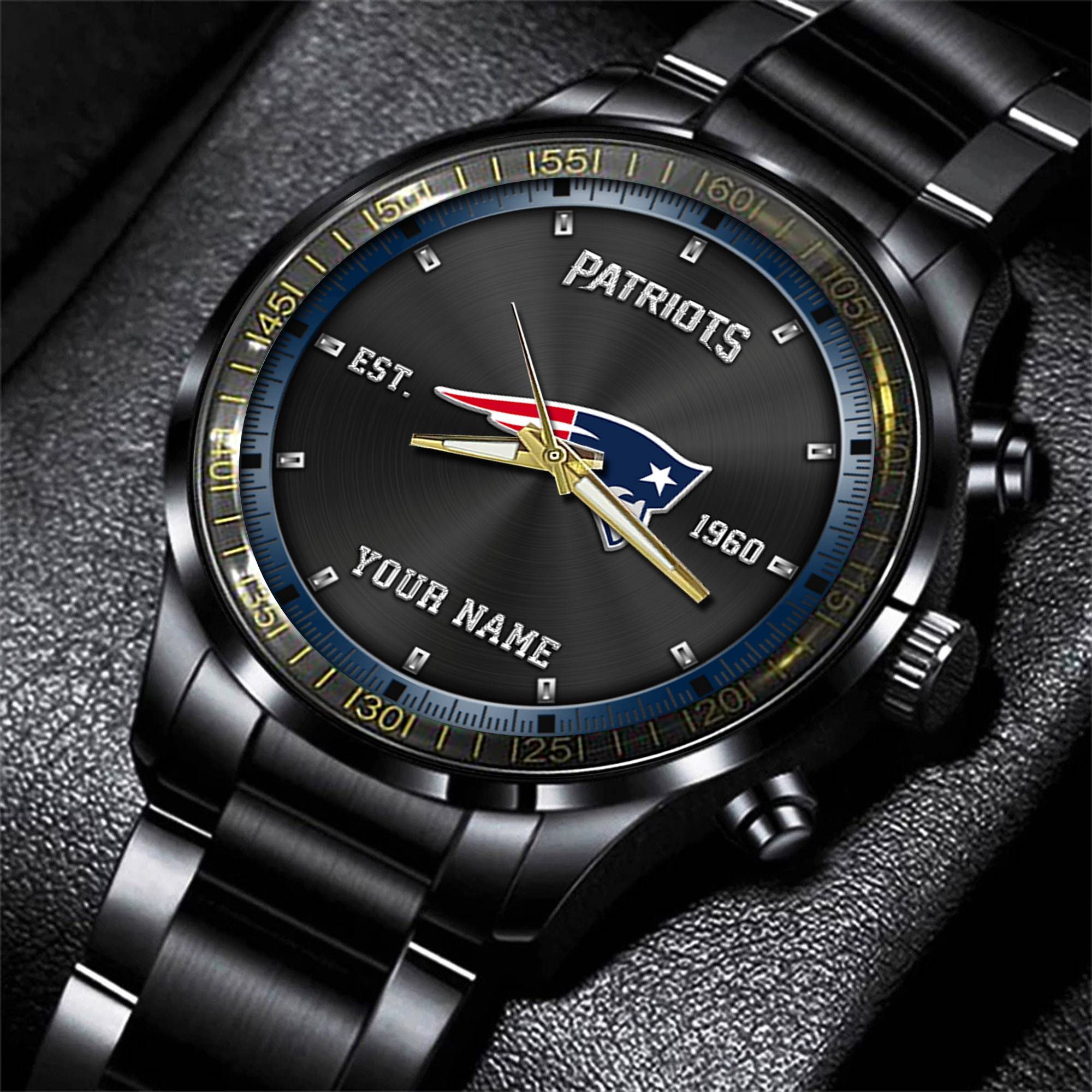 new england patriots nfl personalized black fashion watch gifts for fans zzdsk