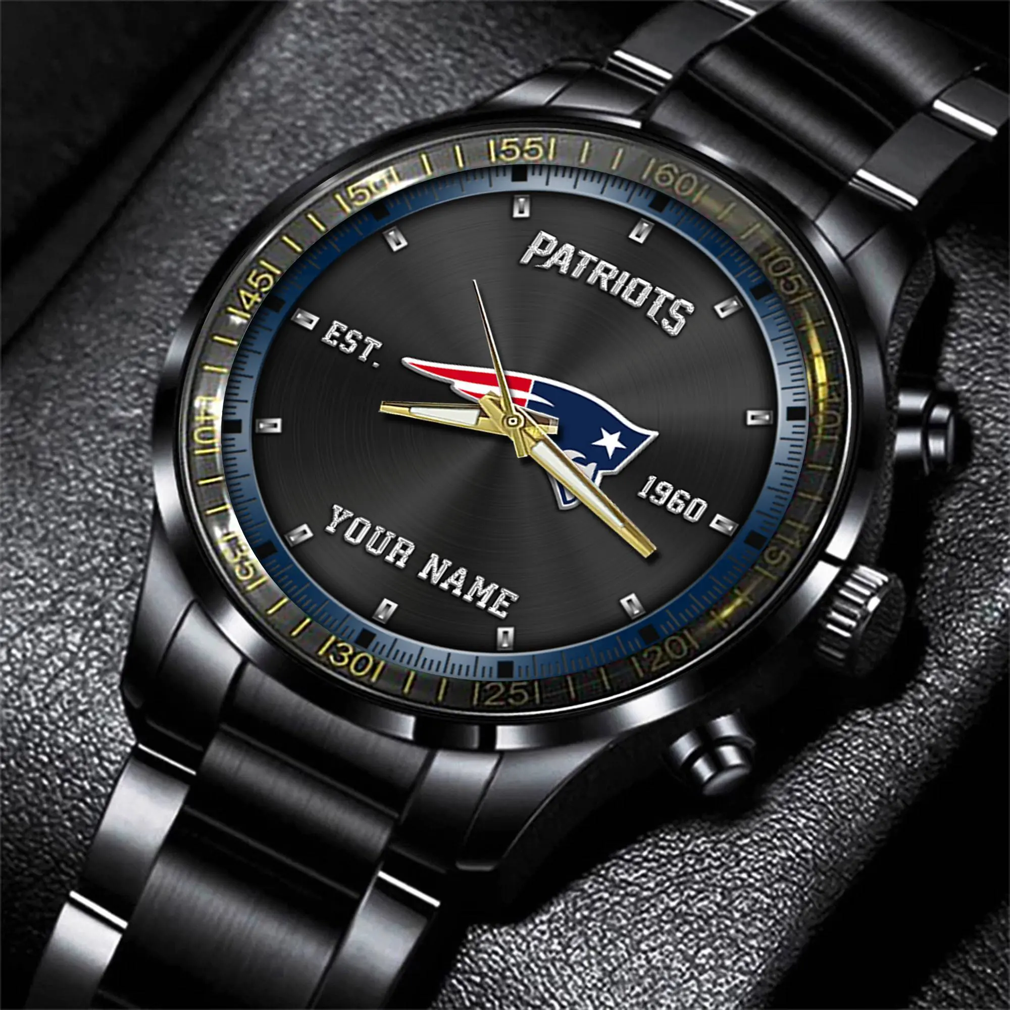 new england patriots nfl personalized black fashion watch gifts for fans zzdsk