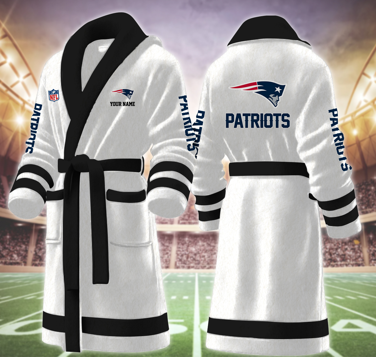 new england patriots nfl personalized fleece bathrobe dnlxx