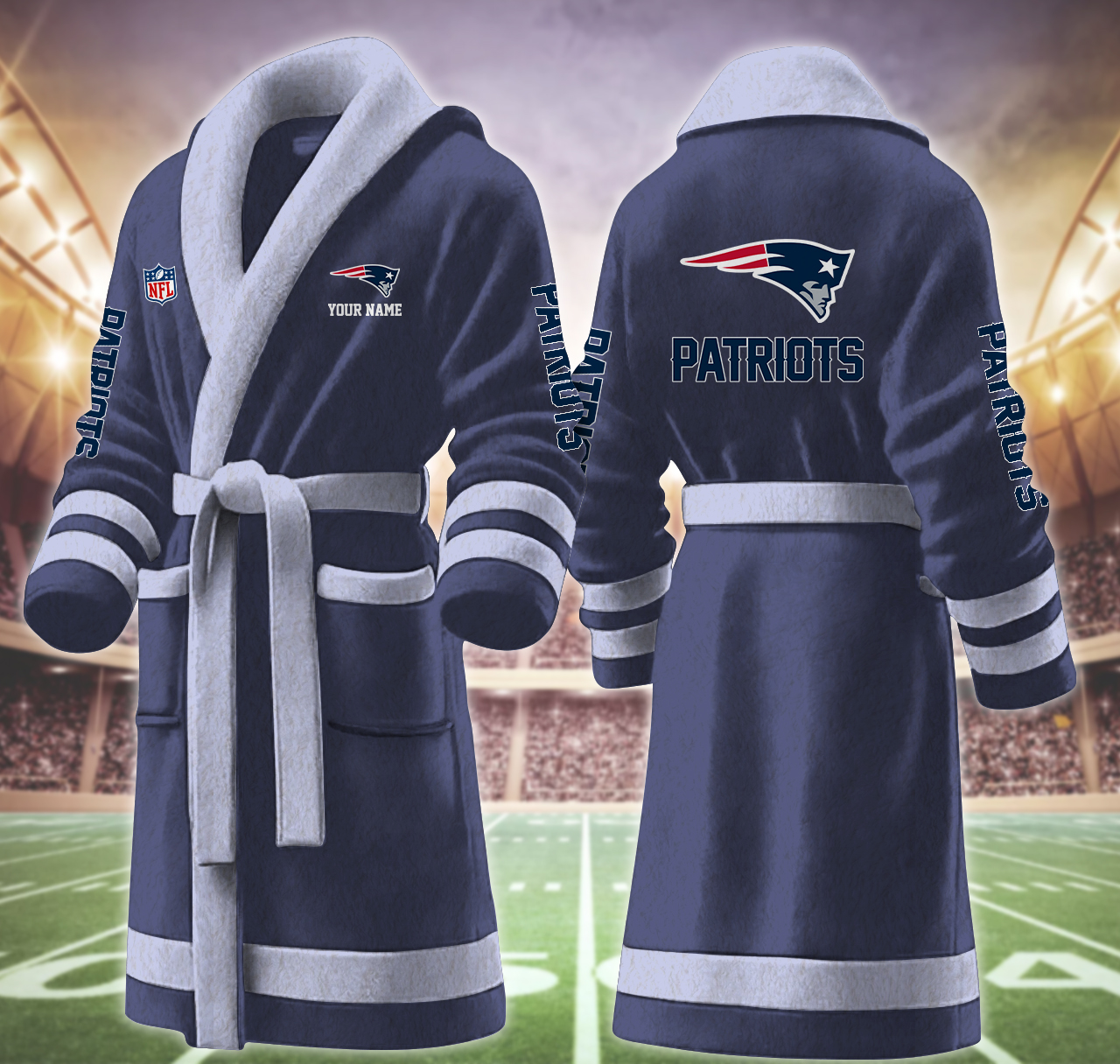 new england patriots nfl personalized fleece bathrobe ex9th