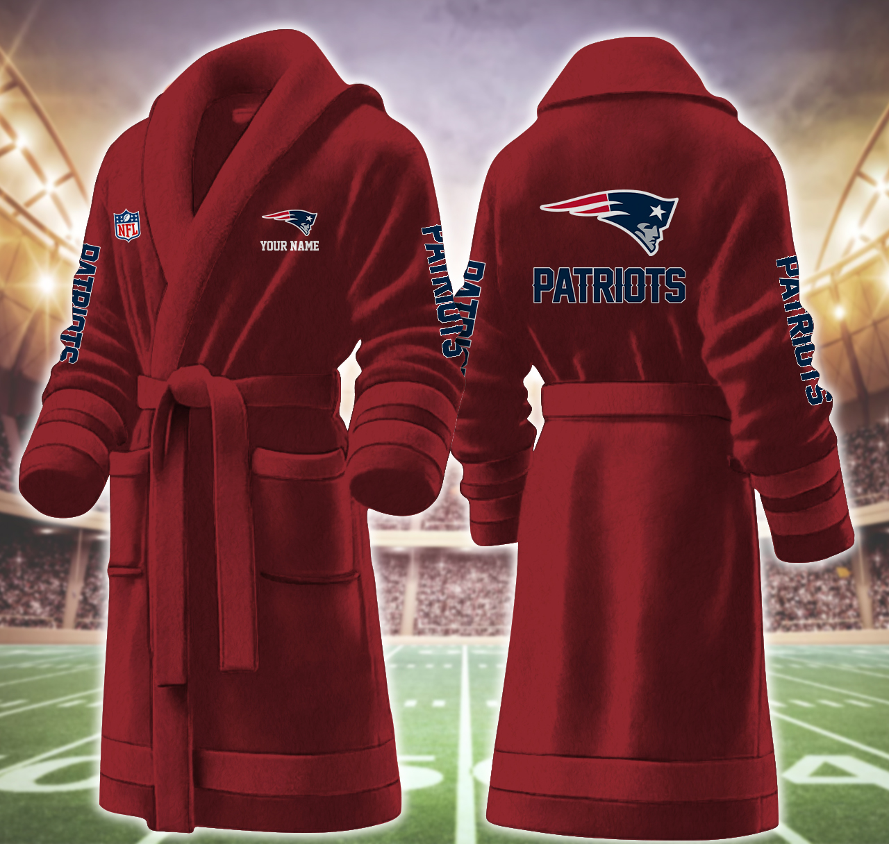 new england patriots nfl personalized fleece bathrobe jaajo