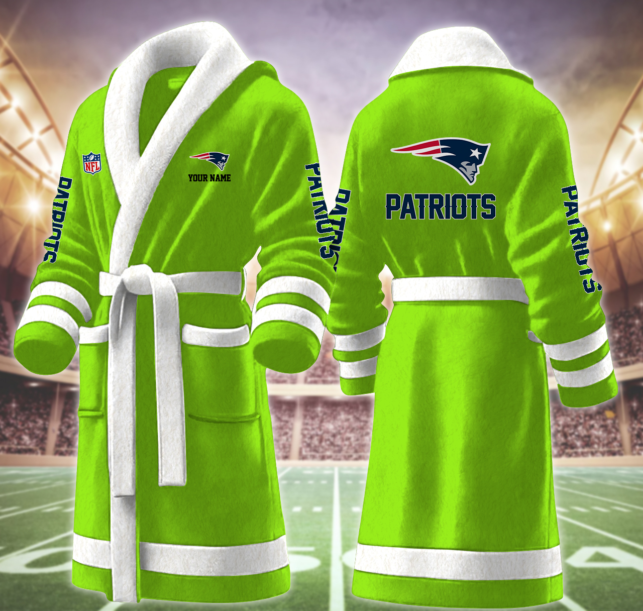 new england patriots nfl personalized fleece bathrobe md7ow