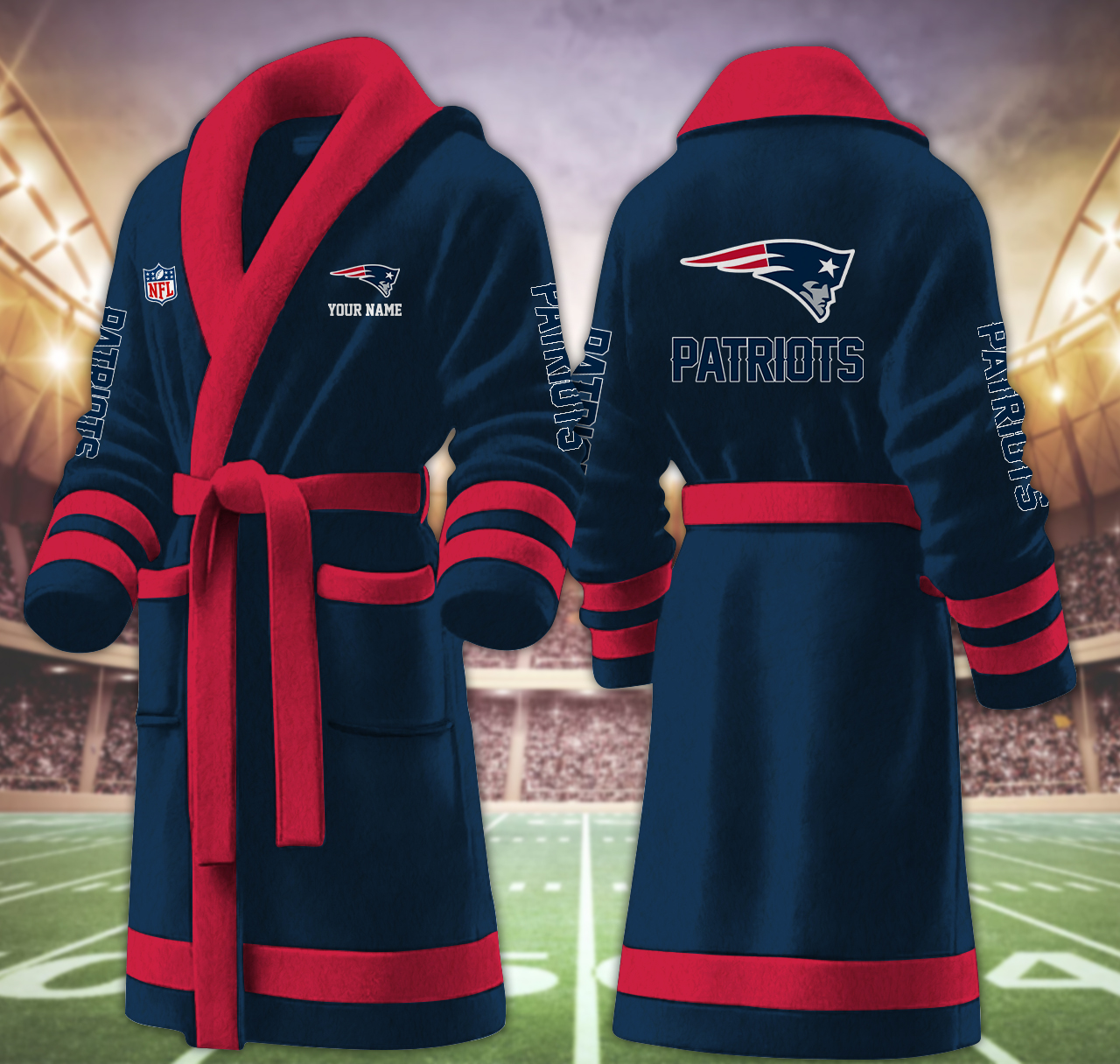 new england patriots nfl personalized fleece bathrobe nvffq