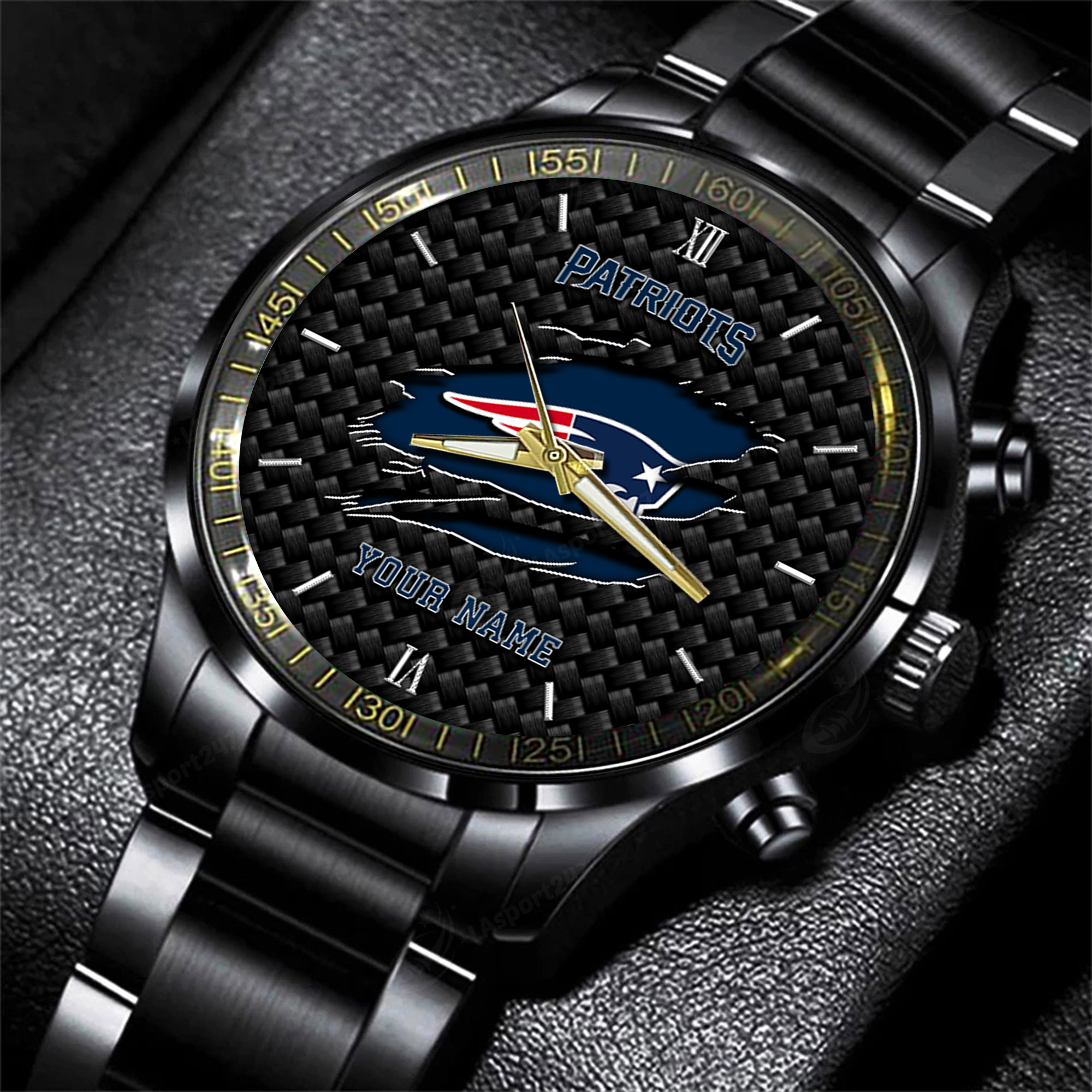 new england patriots nfl personalized sport black fashion watch khc16