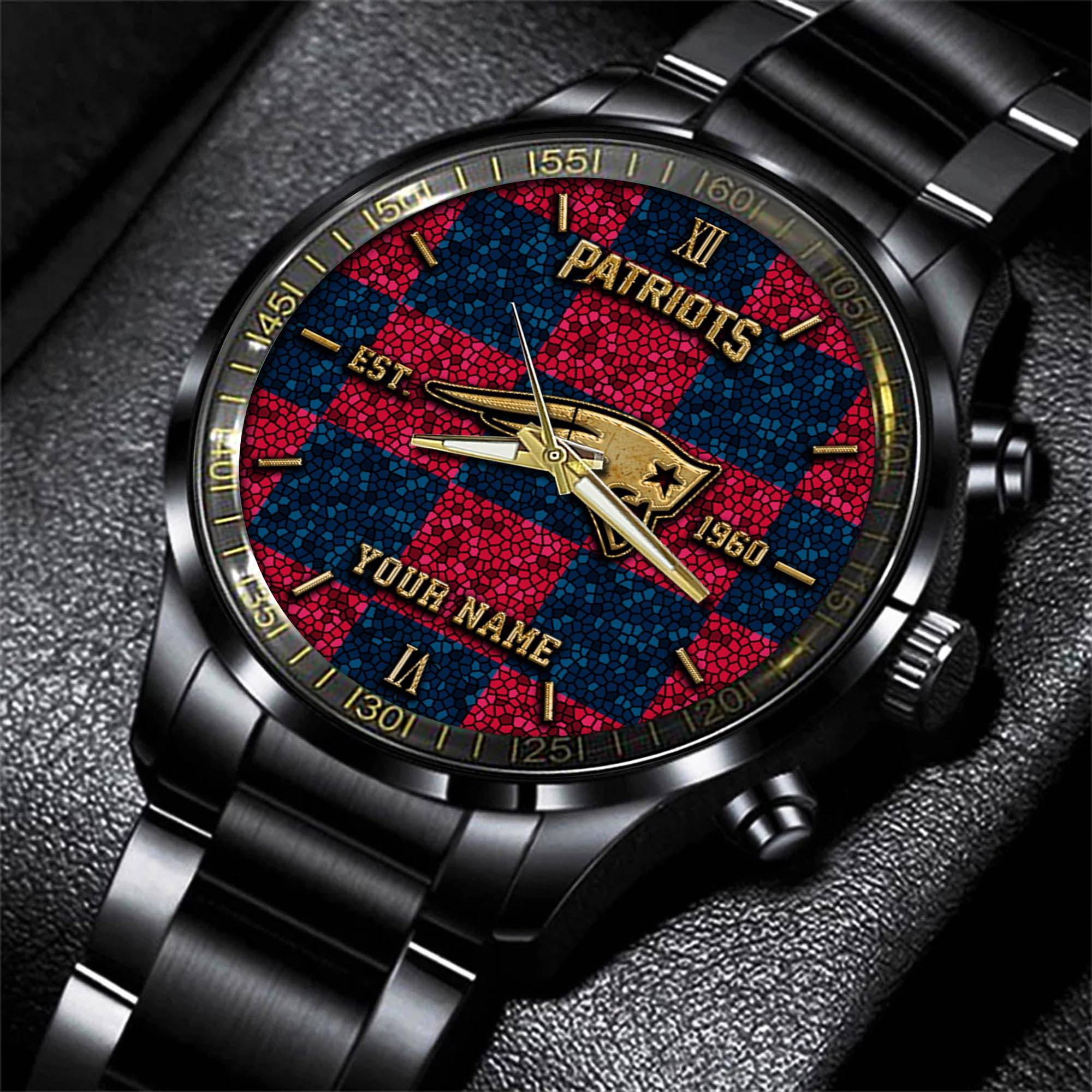 new england patriots nfl personalized sport black watch gifts for fans 04anm