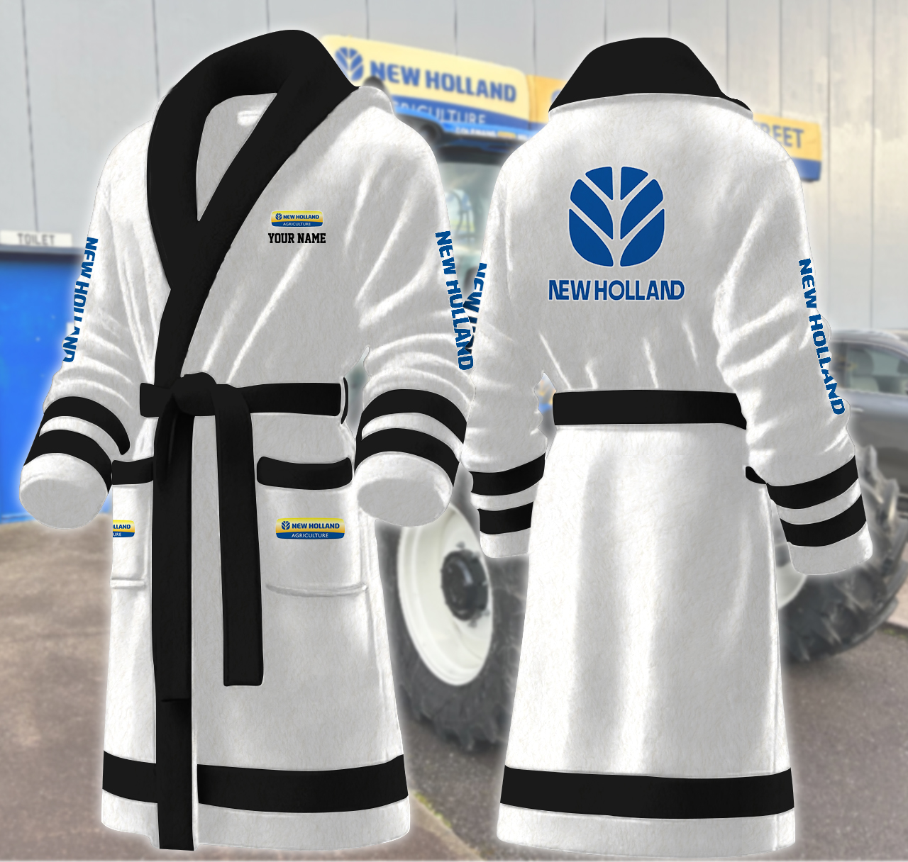 new holland motocycles personalized fleece bathrobe lv6na