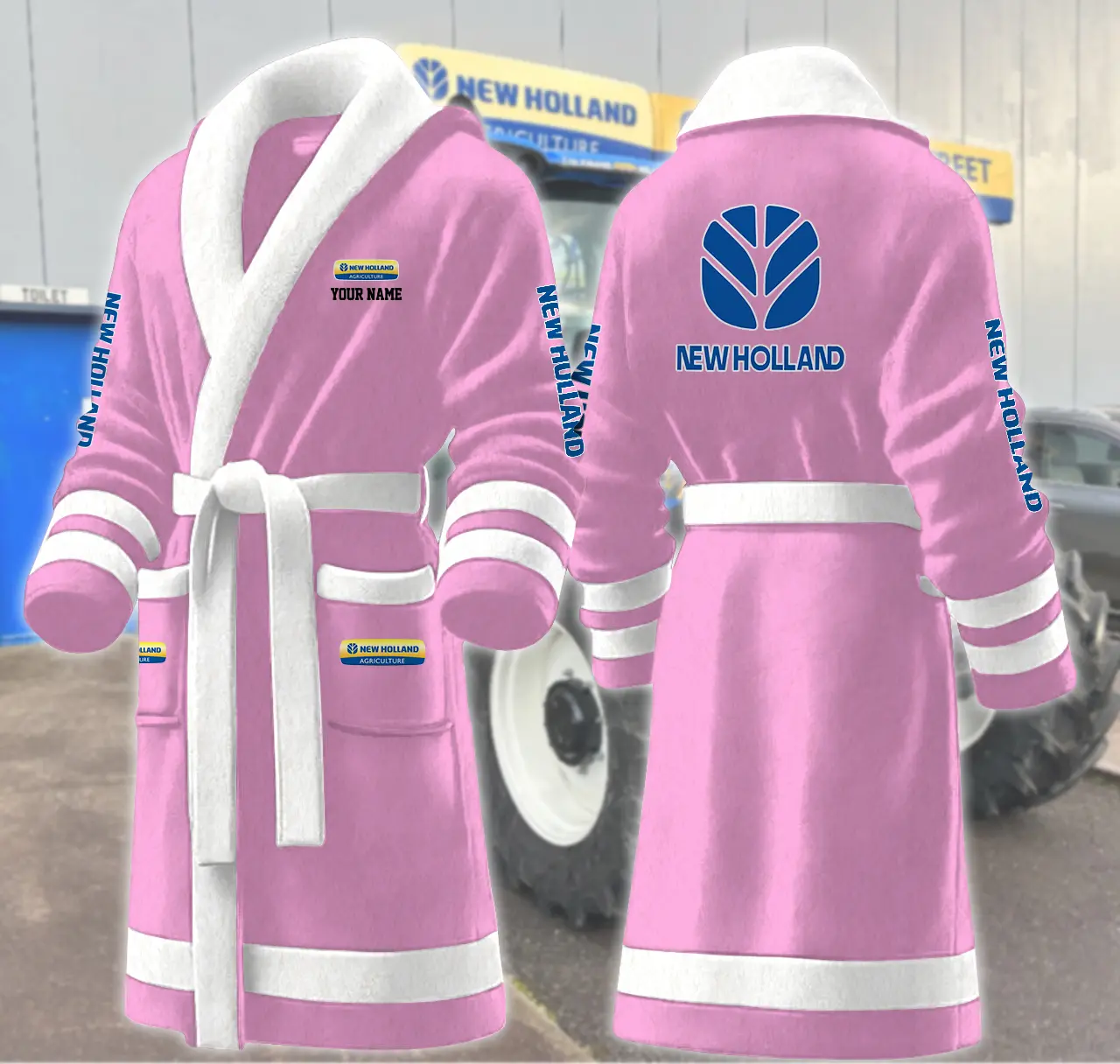new holland motocycles personalized fleece bathrobe popmp