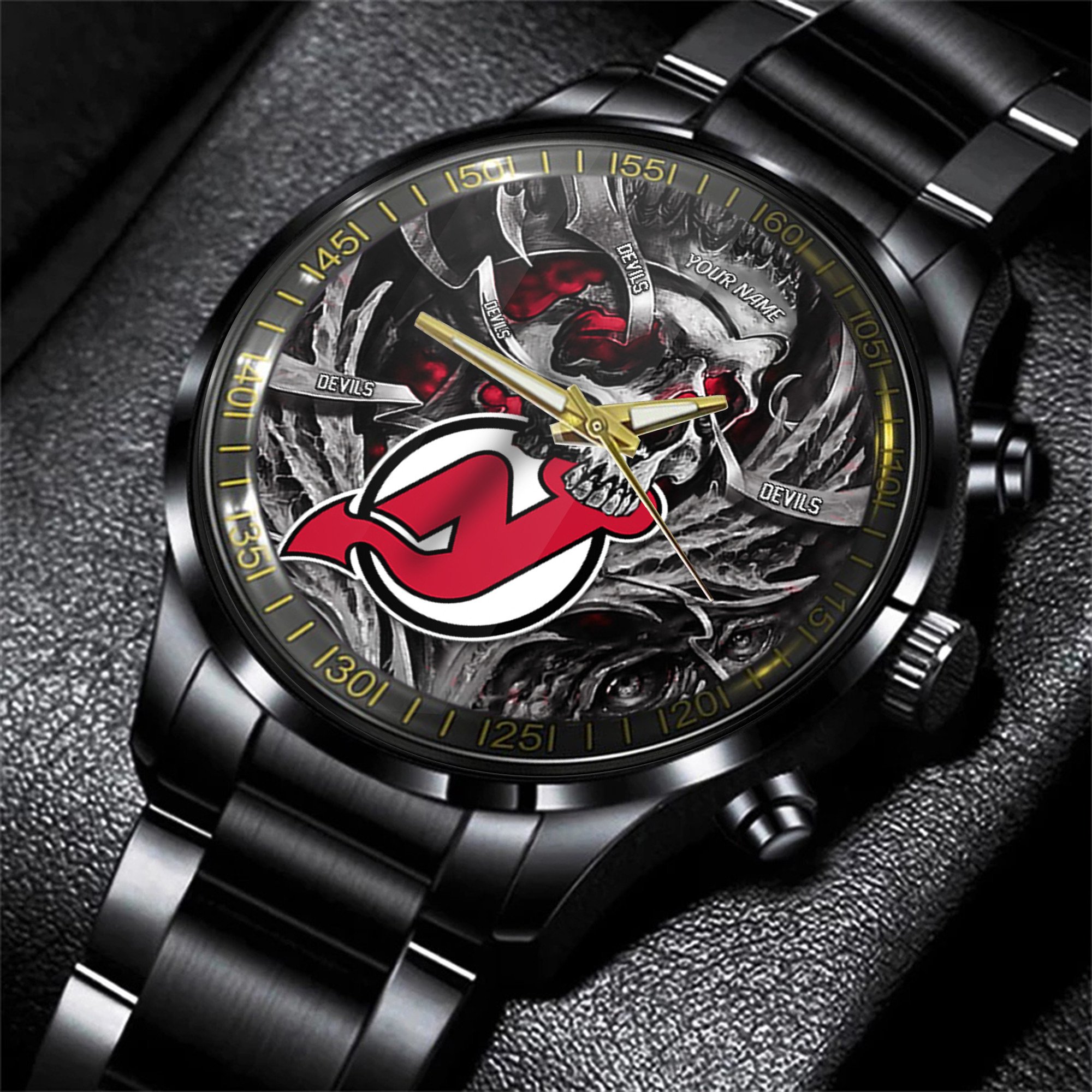new jersey devils nhl skull personalized hand watch gift for fans v8muo
