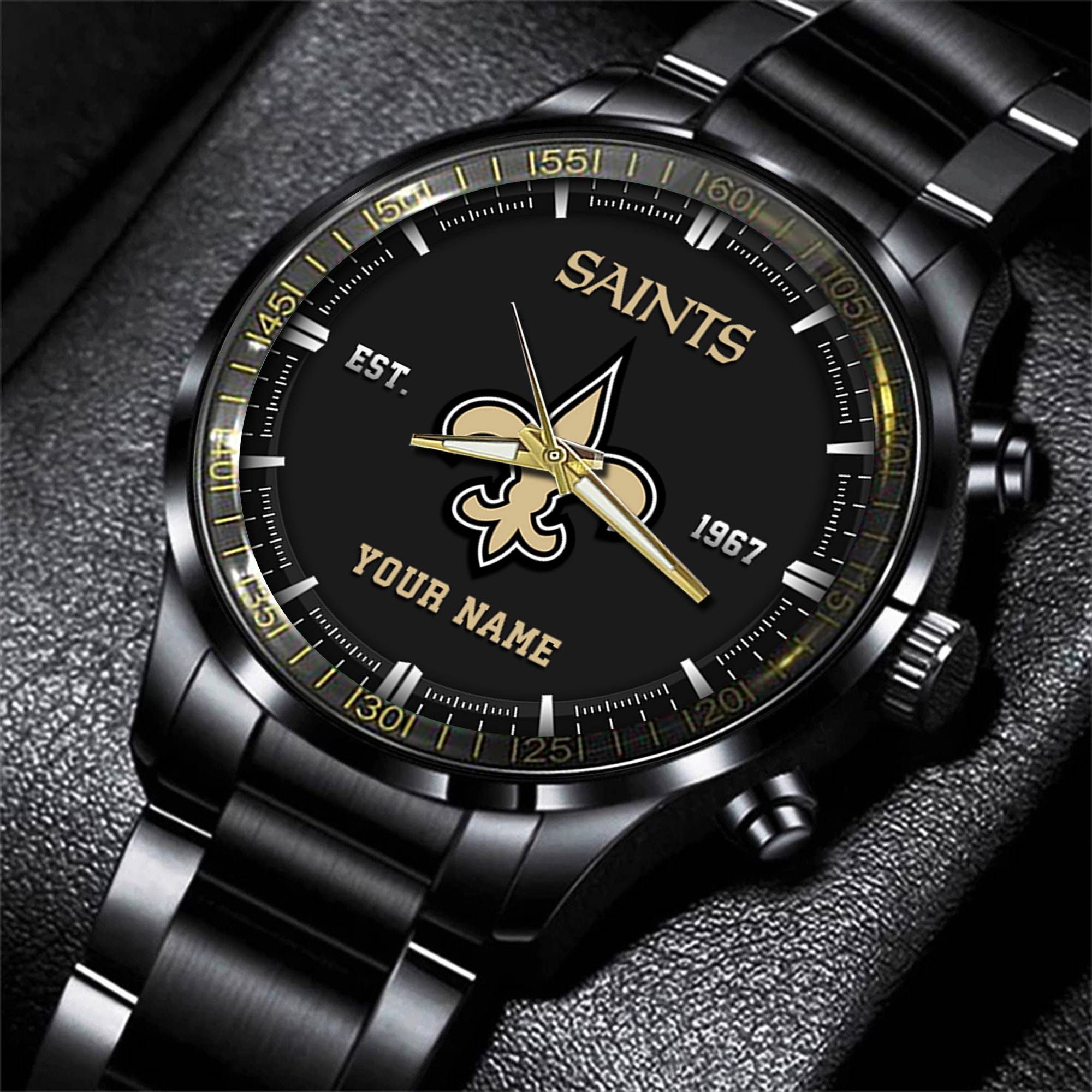 new orleans saints nfl personalized black fashion watch gifts for fans ydrvd