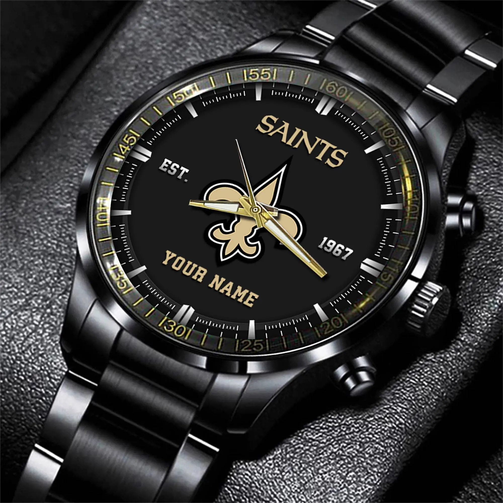 new orleans saints nfl personalized black fashion watch gifts for fans ydrvd