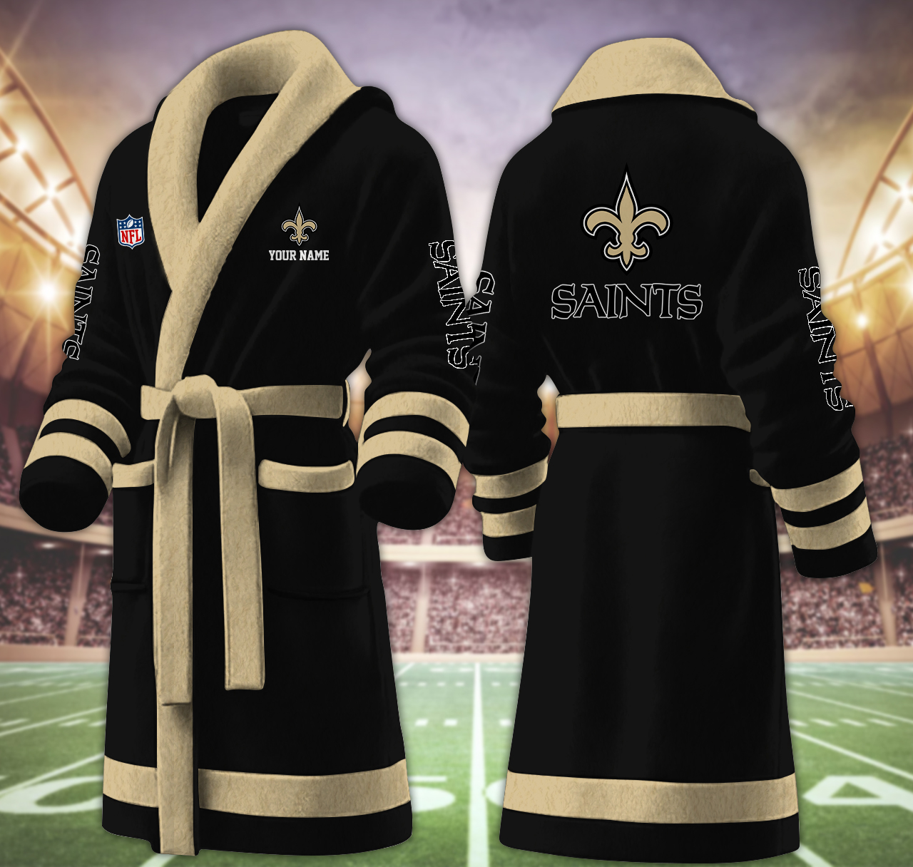 new orleans saints nfl personalized fleece bathrobe 71ong