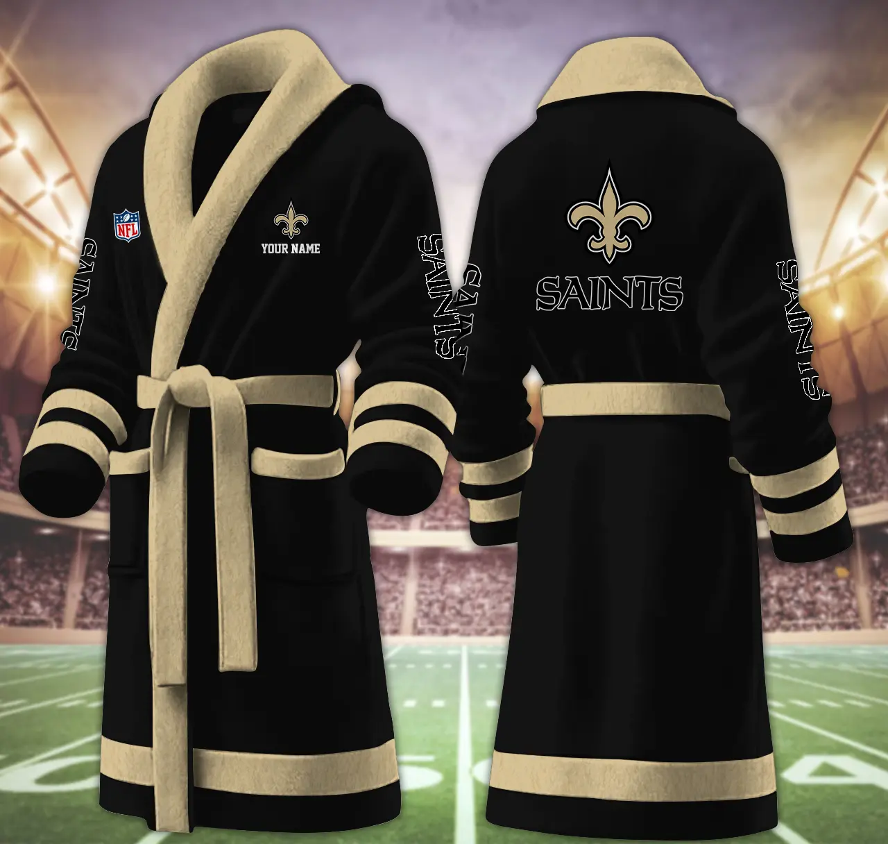 new orleans saints nfl personalized fleece bathrobe 71ong