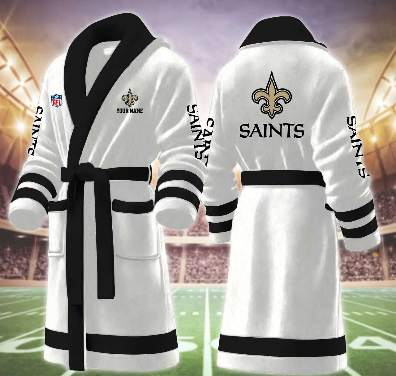 new orleans saints nfl personalized fleece bathrobe 9d33x