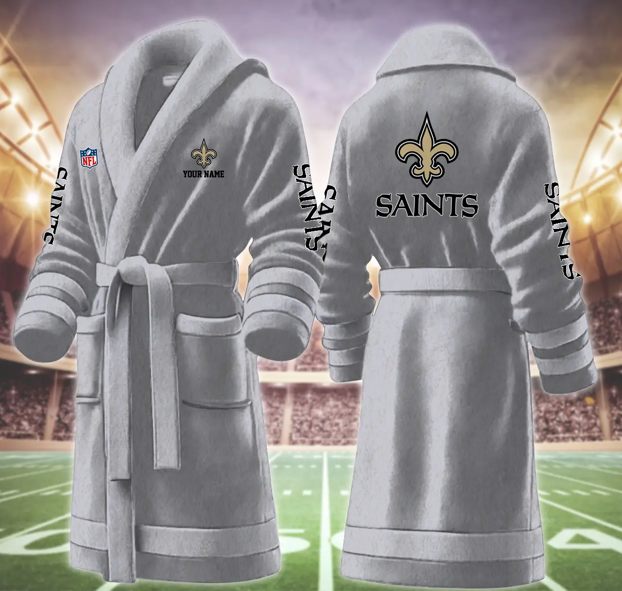 new orleans saints nfl personalized fleece bathrobe okvpq