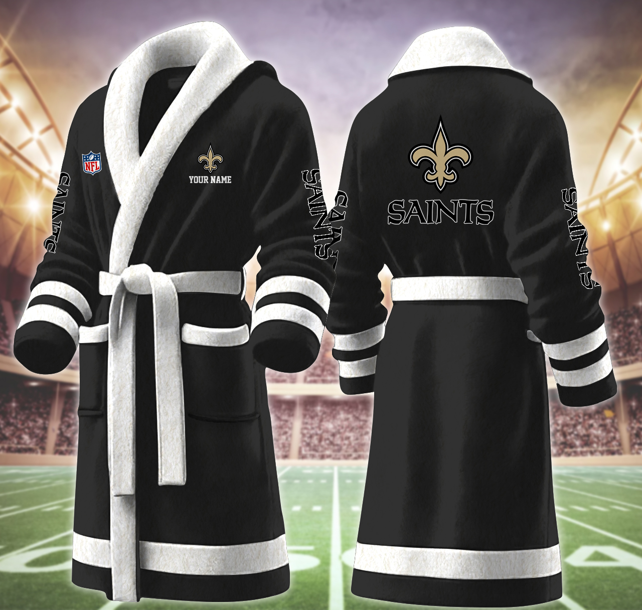 new orleans saints nfl personalized fleece bathrobe sfwpn
