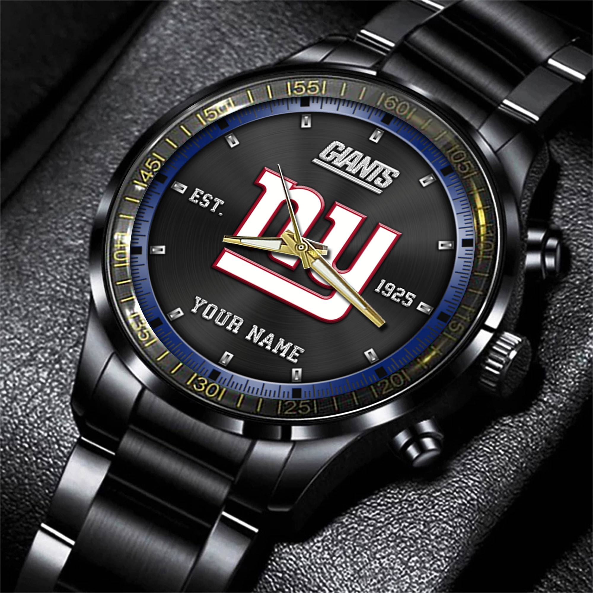 new york giants nfl personalized black fashion watch gifts for fans osy0a