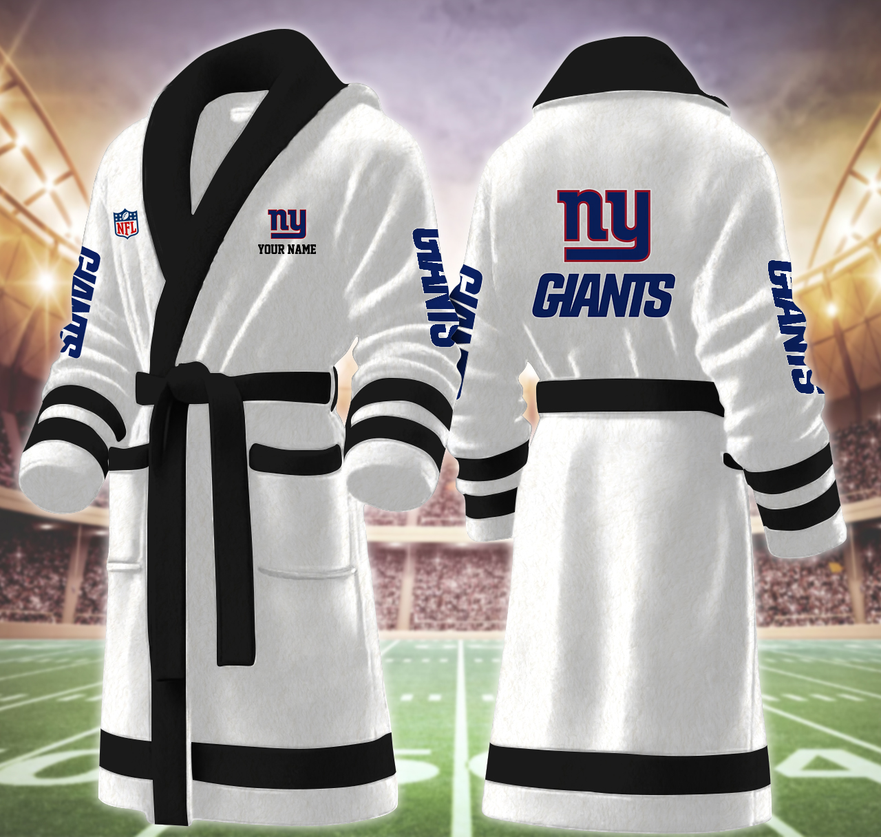 new york giants nfl personalized fleece bathrobe byq7t