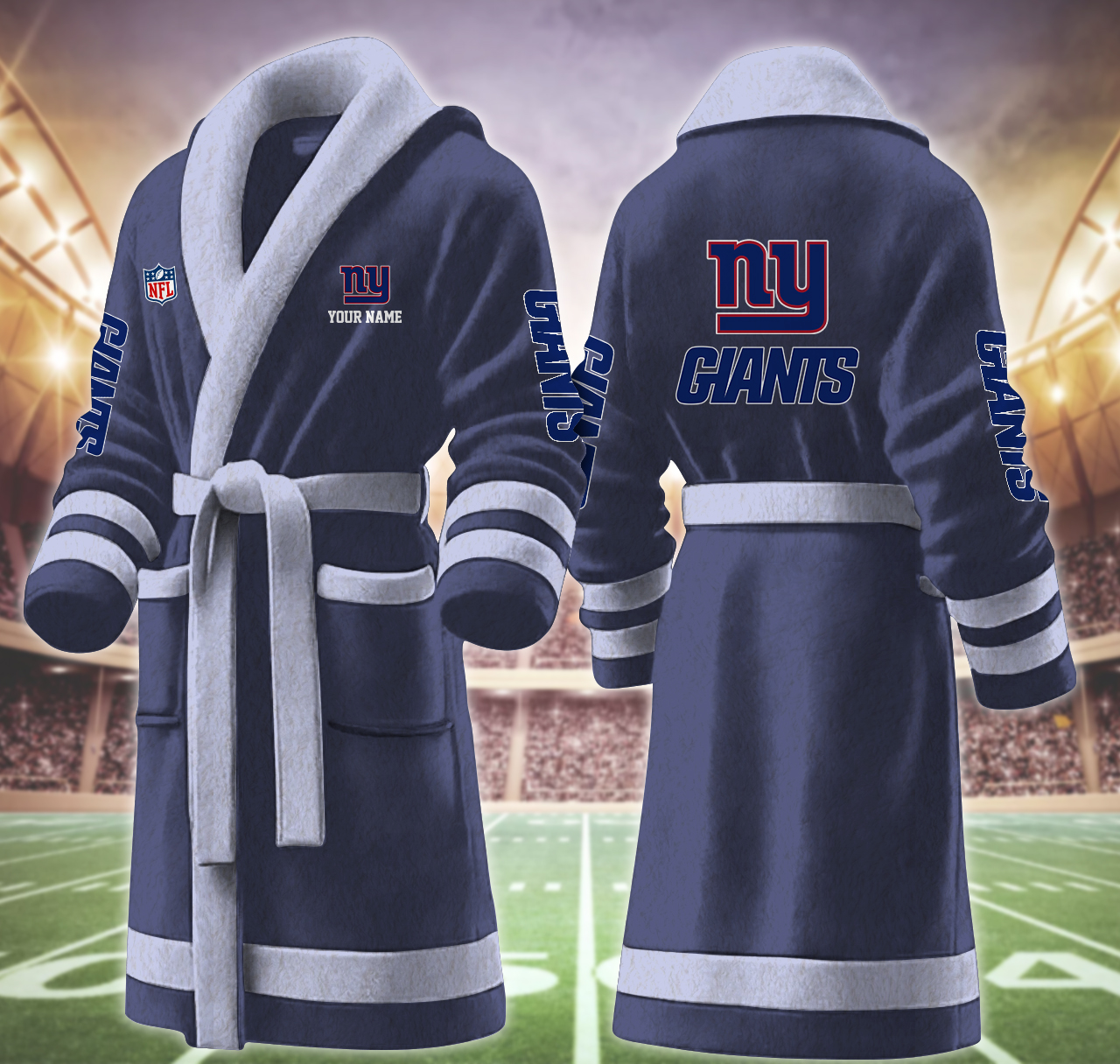 new york giants nfl personalized fleece bathrobe nfi4l