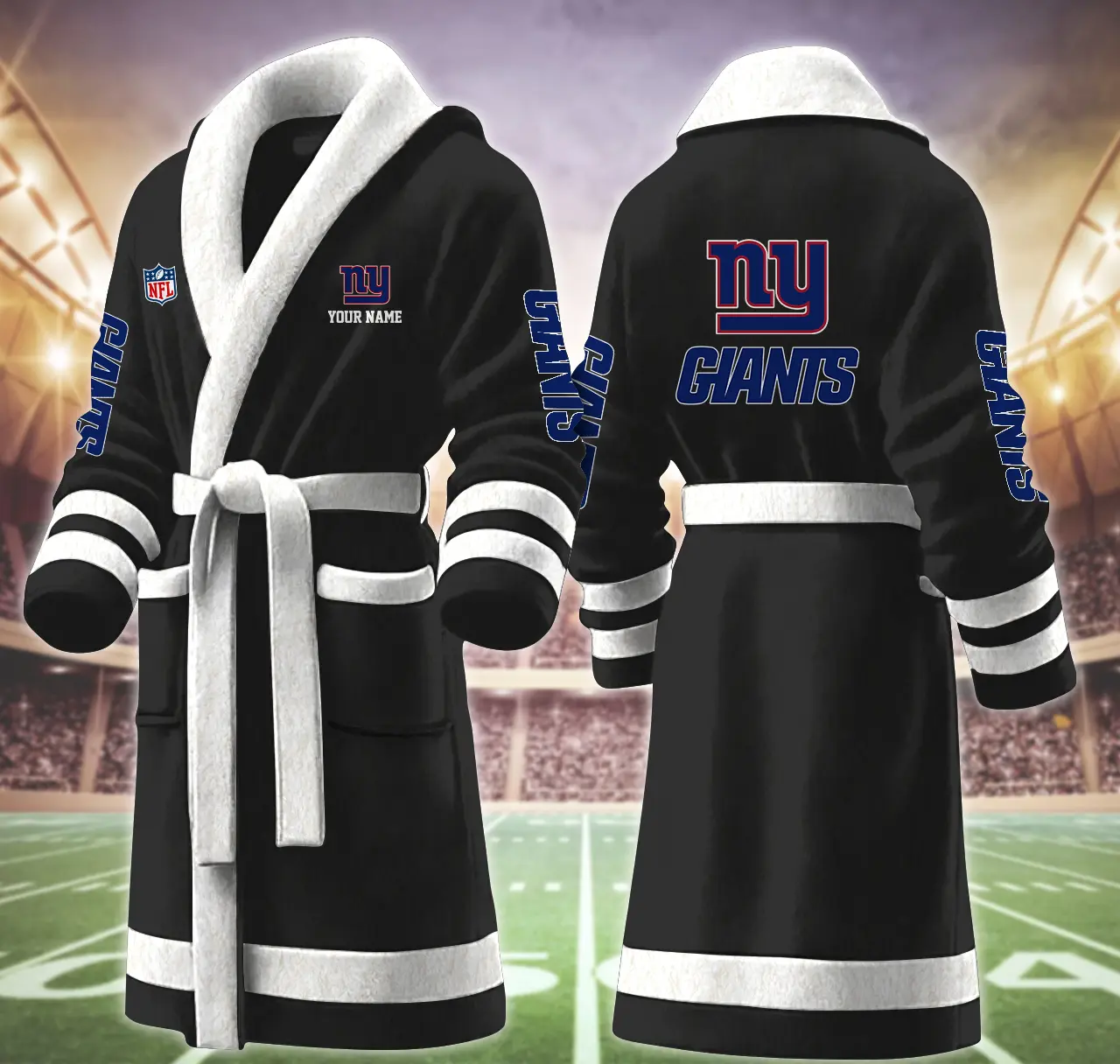 new york giants nfl personalized fleece bathrobe rjntc