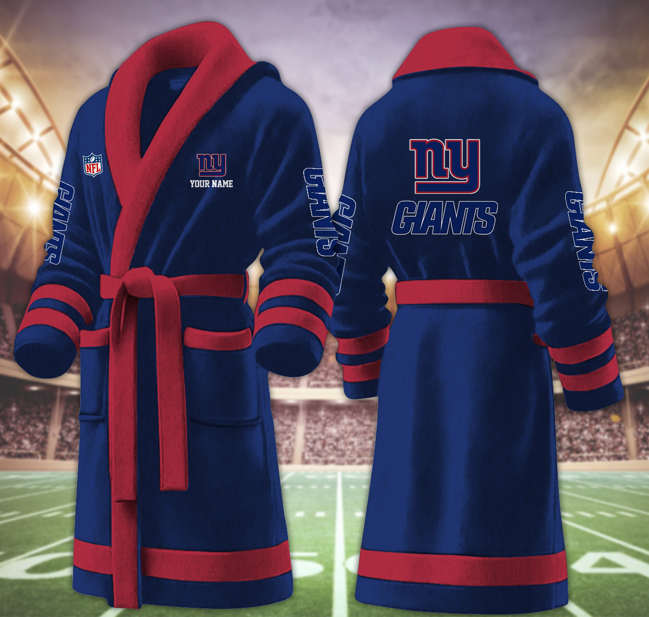 new york giants nfl personalized fleece bathrobe uyyrs