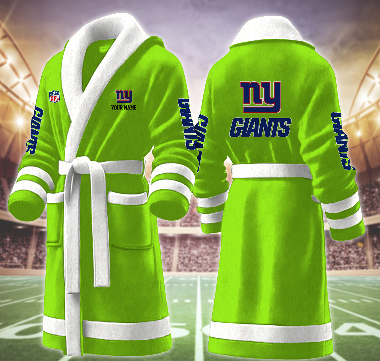 new york giants nfl personalized fleece bathrobe xhpl5
