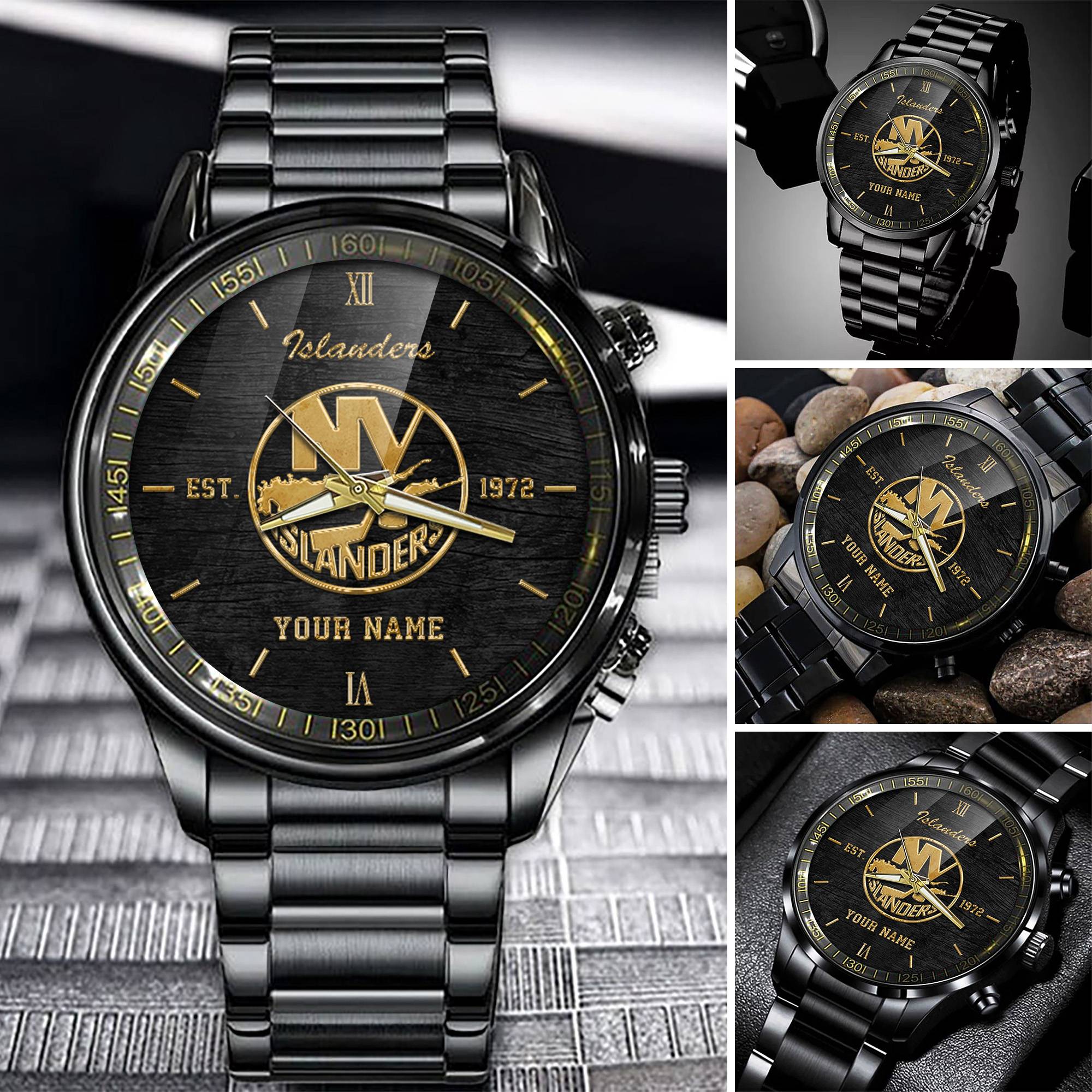 new york islanders nhl personalized black fashion watch for fans db6vx