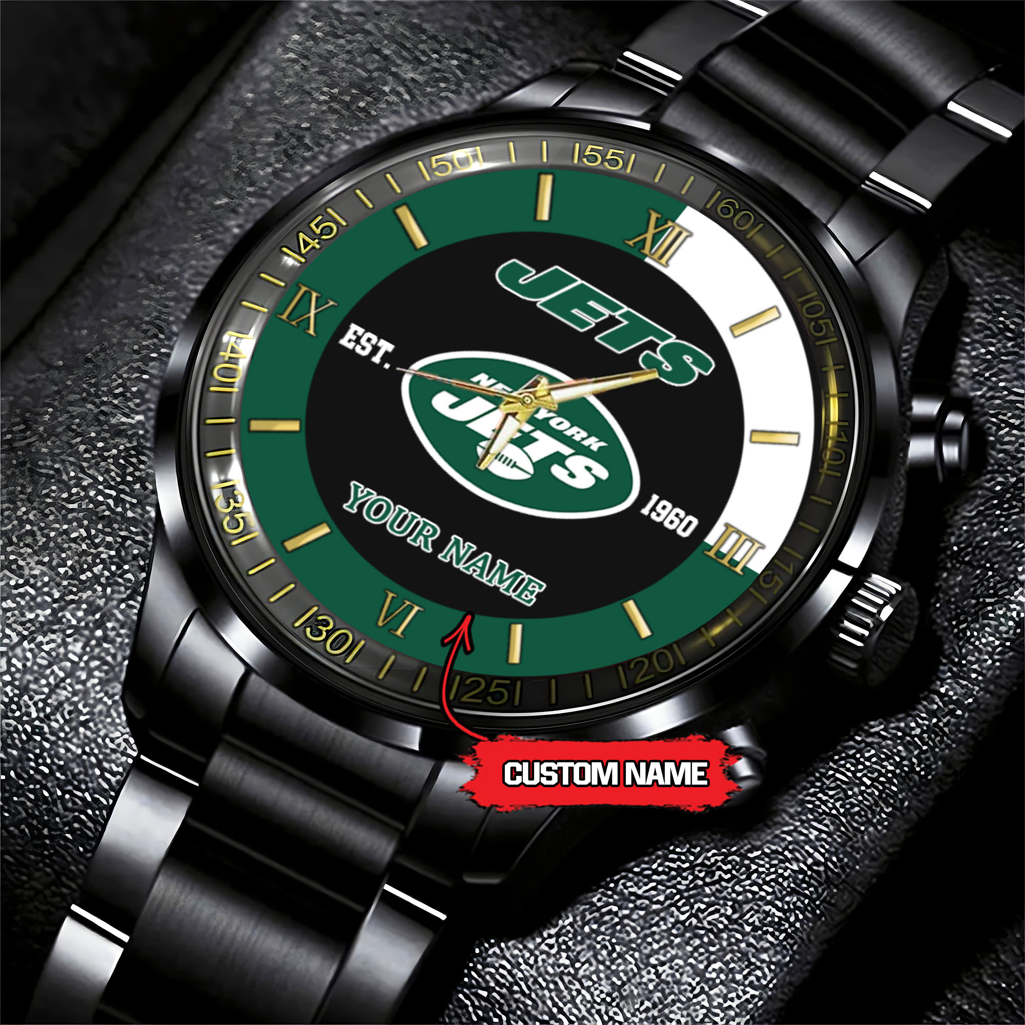 new york jets nfl personalized black fashion watch ljvvt
