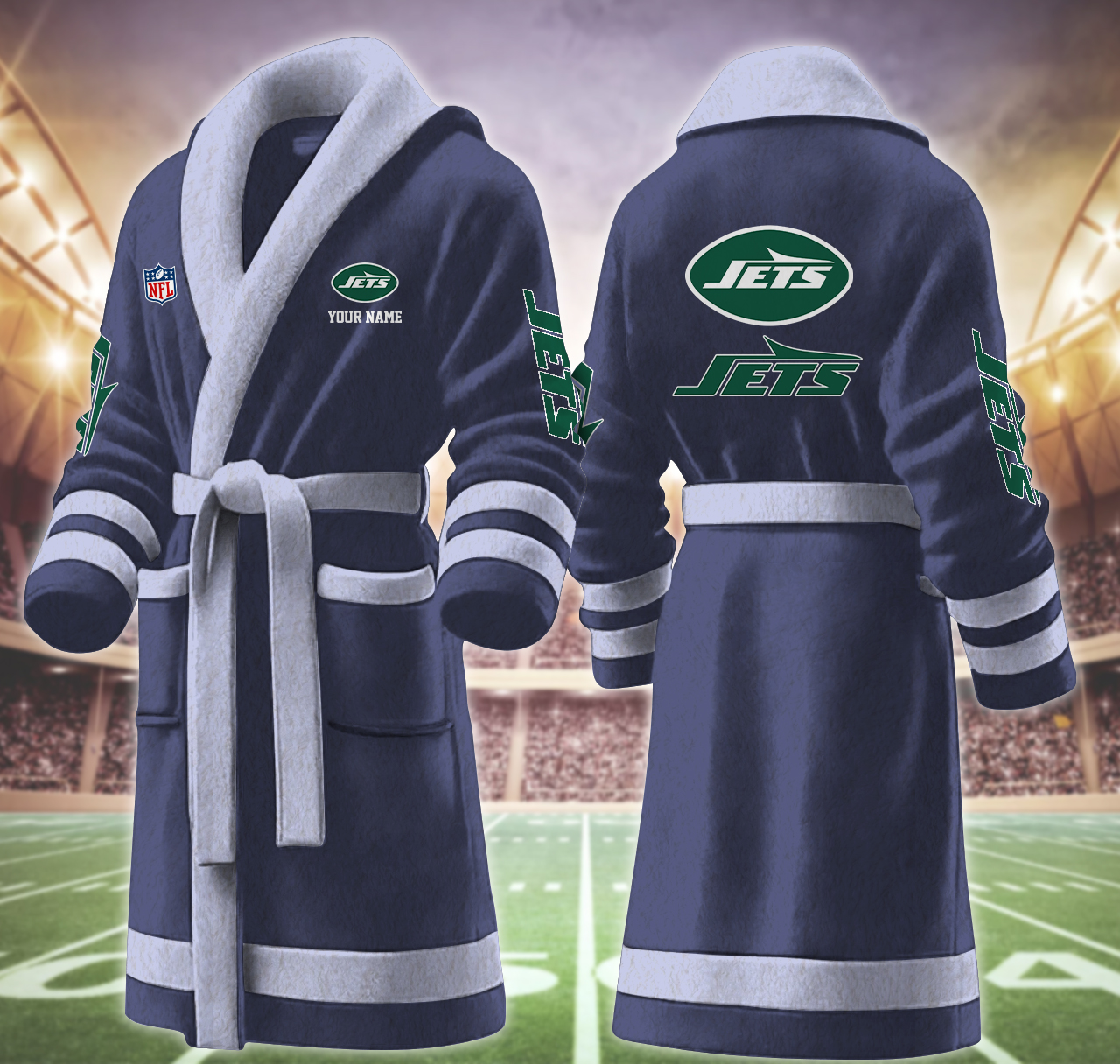 new york jets nfl personalized fleece bathrobe f7bb2