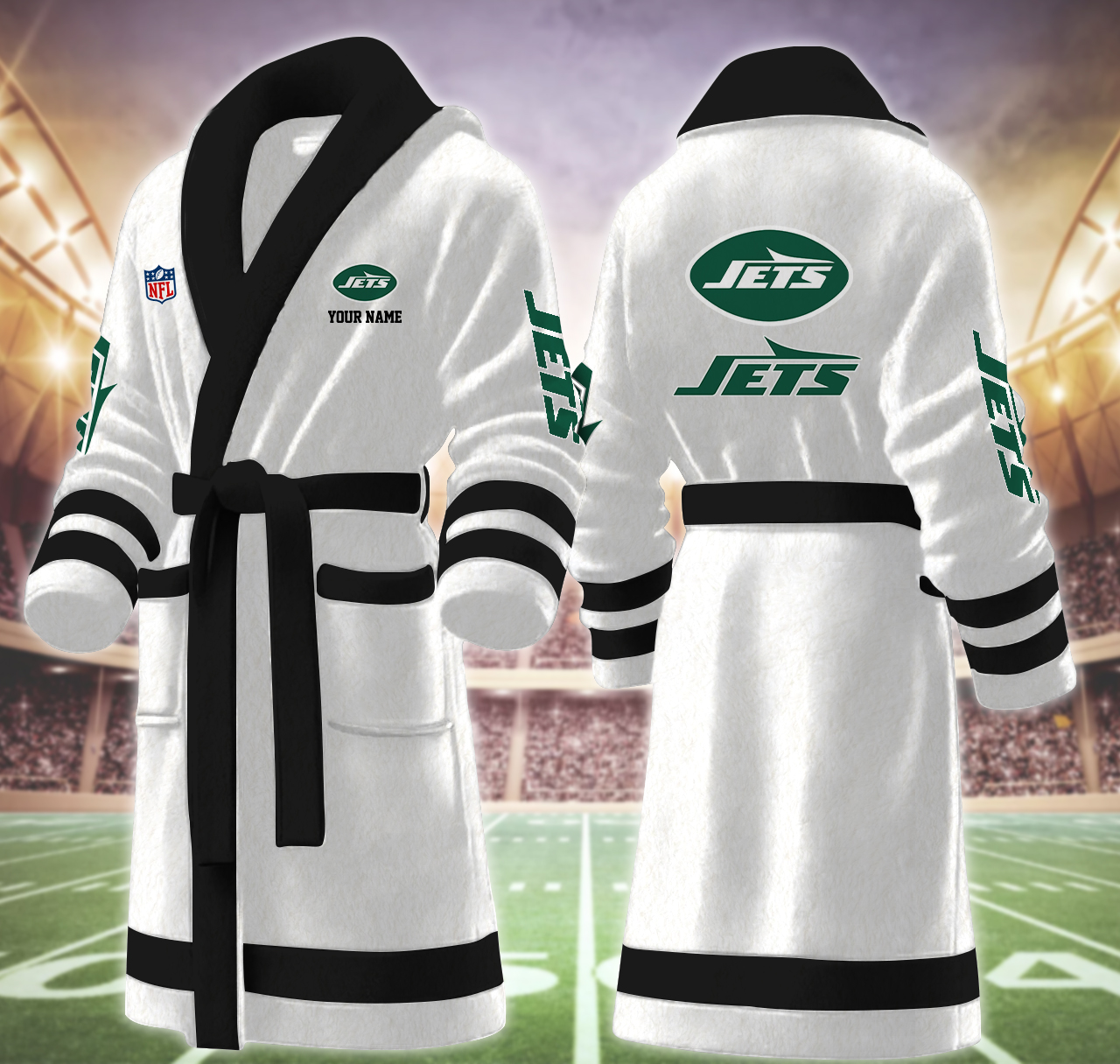 new york jets nfl personalized fleece bathrobe nvgpr