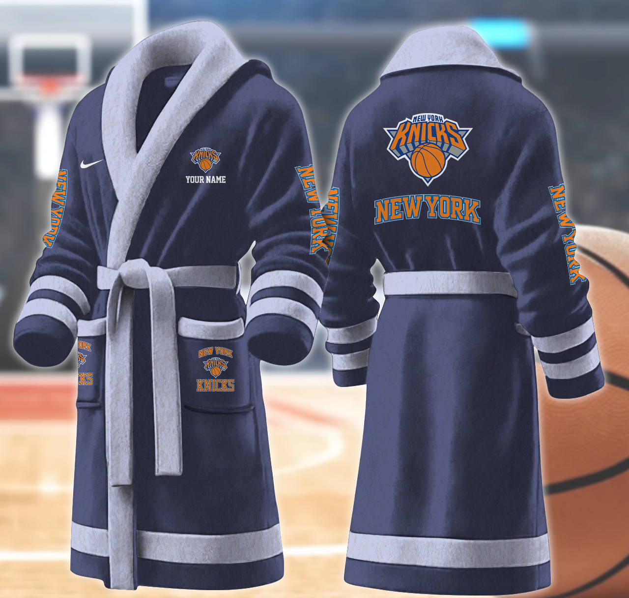 new york knicks nba personalized fleece bathrobe ptfav