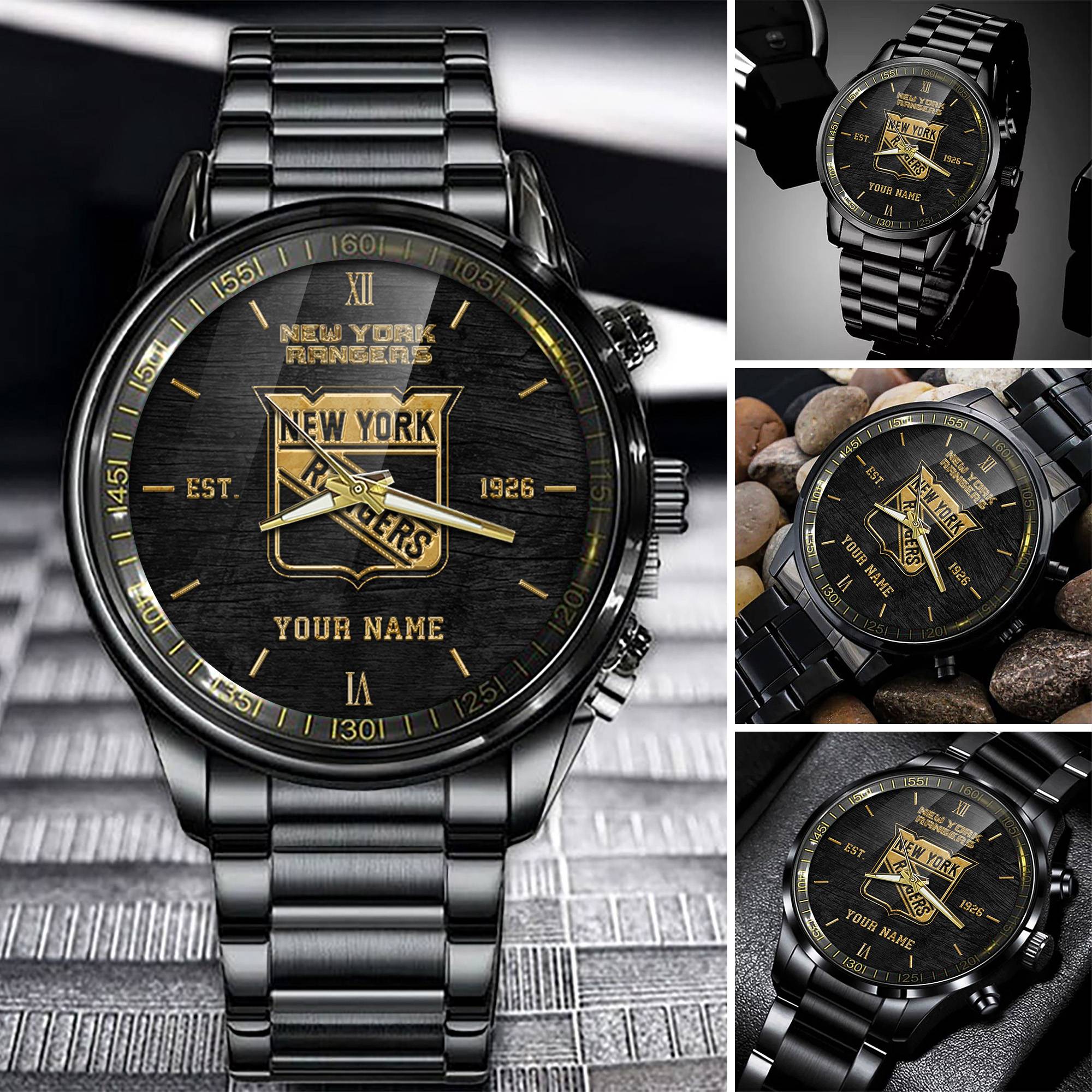 new york rangers nhl personalized black fashion watch for fans rufe7