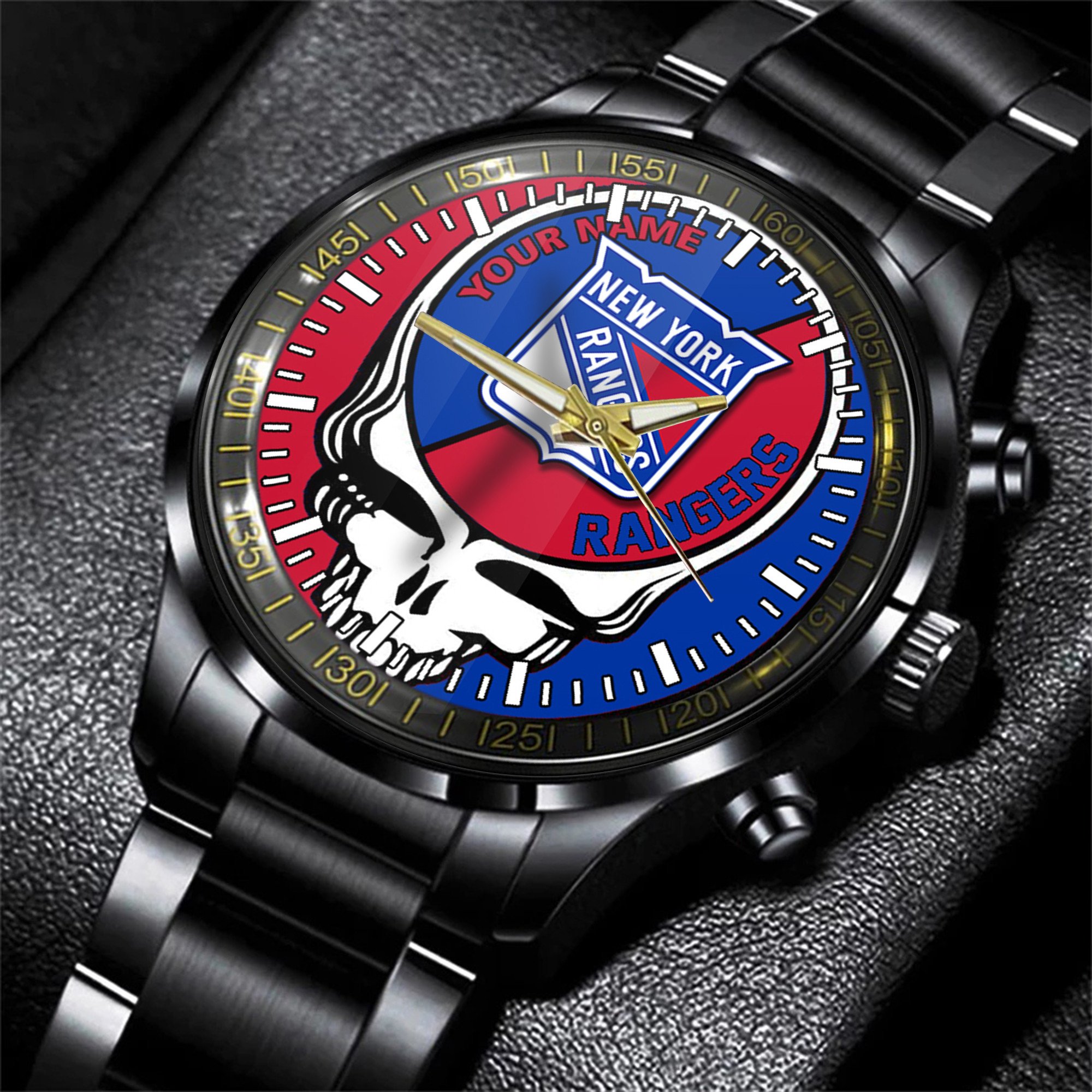 new york rangers nhl skull personalized hand watch gift for fans njmbe