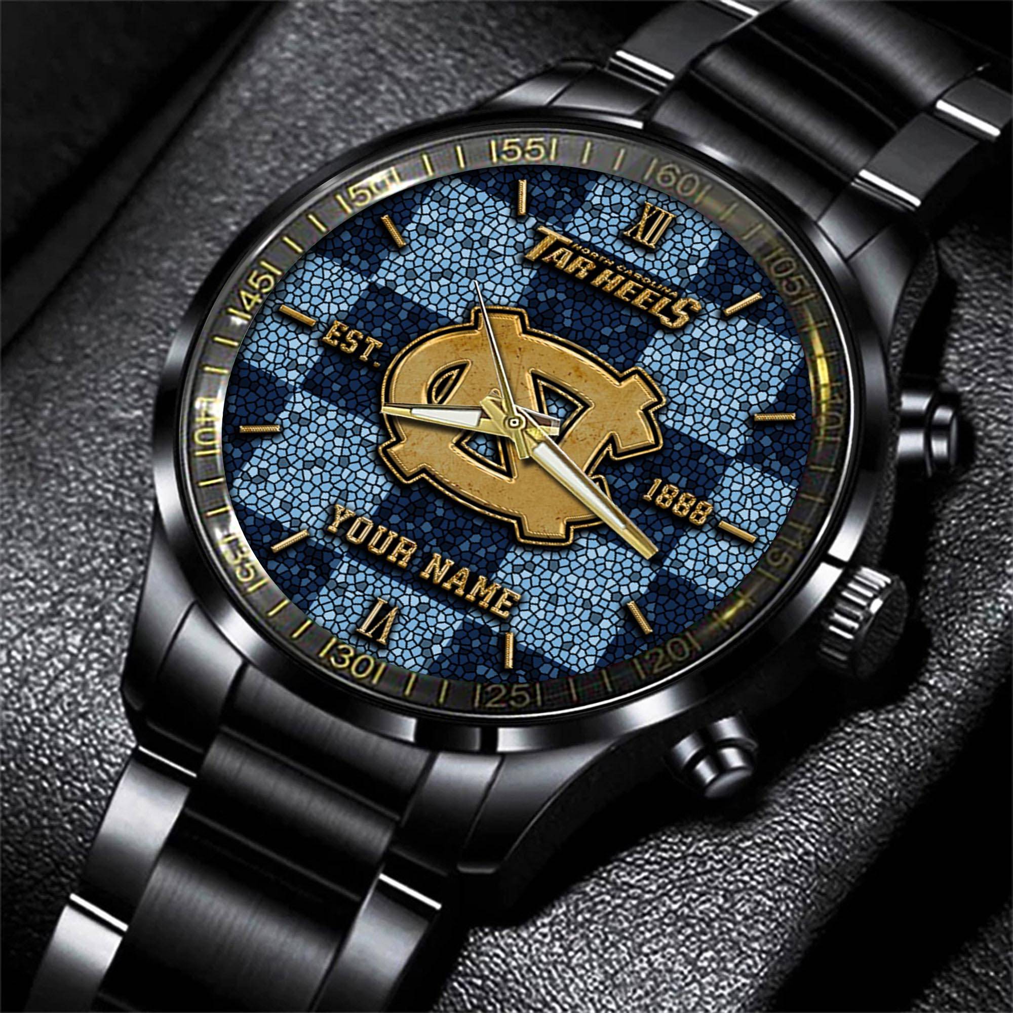 north carolina tar heels ncaa personalized black new hand watch gifts for fans b19ns