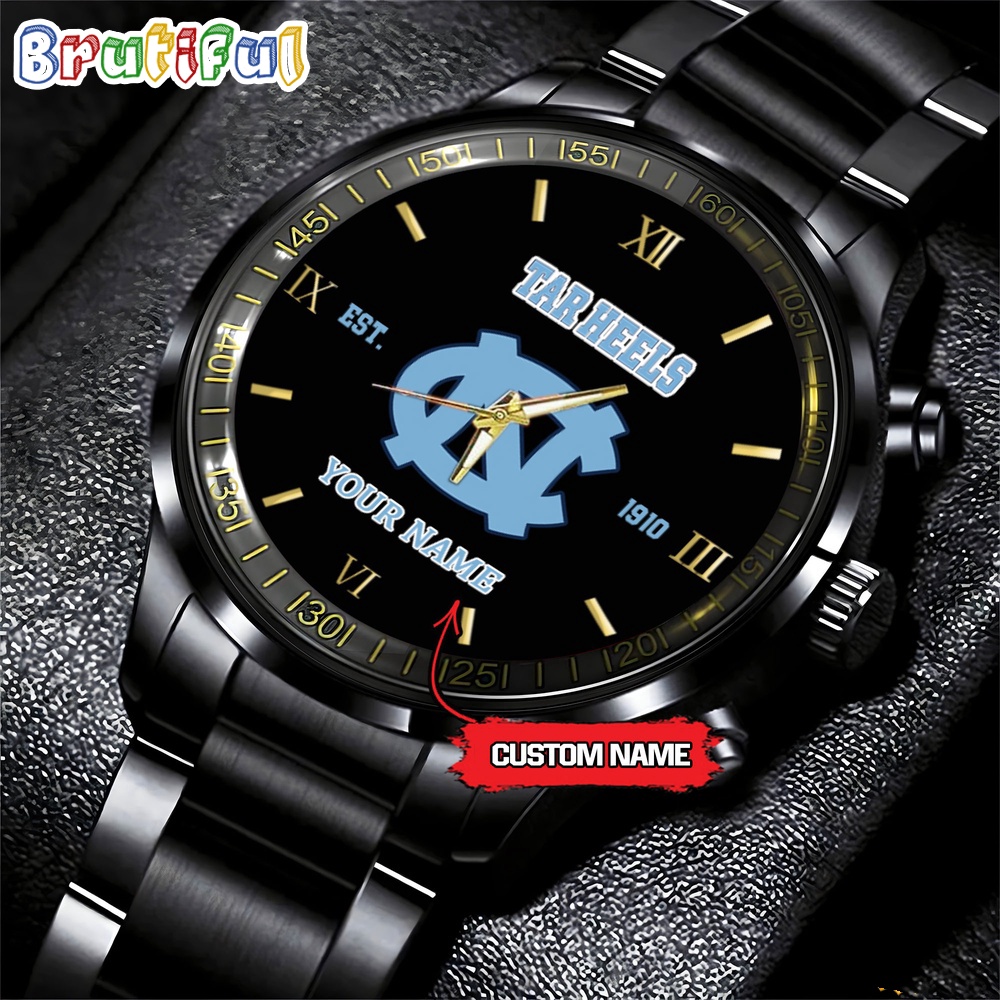 north carolina tar ncaa personalized black fashion watch football watch for fans seri9