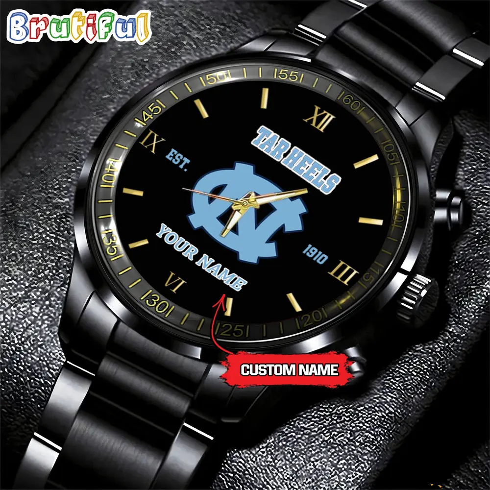 north carolina tar ncaa personalized black fashion watch football watch for fans seri9