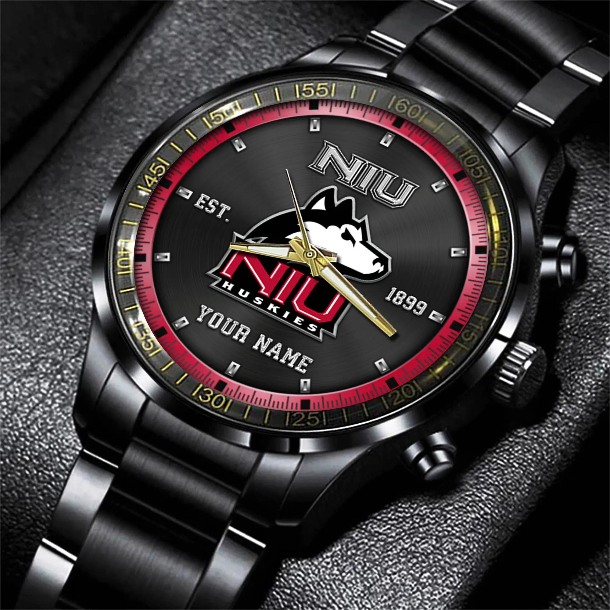 northern illinois huskies ncaa personalized black new hand watch gifts for fans minwq