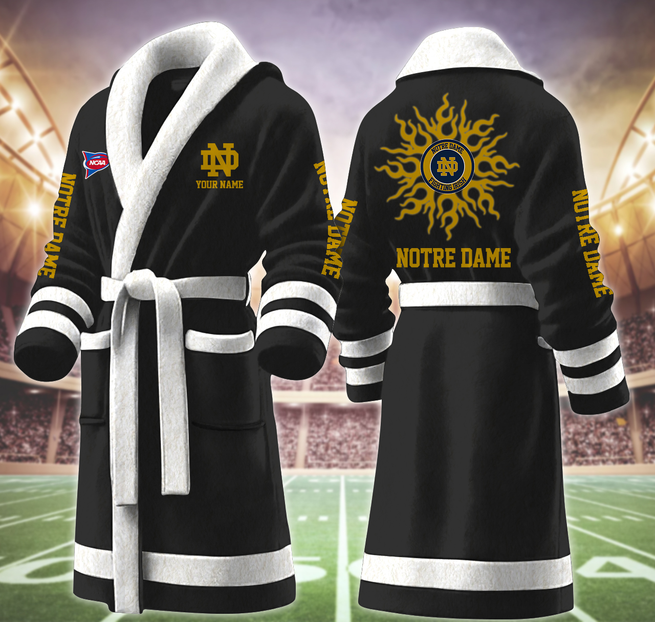 notre dame fighting irish ncaa fleece bathrobe efygu