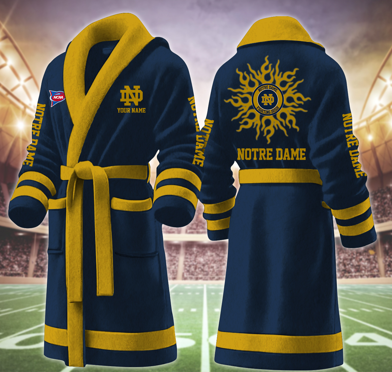notre dame fighting irish ncaa fleece bathrobe lkgui