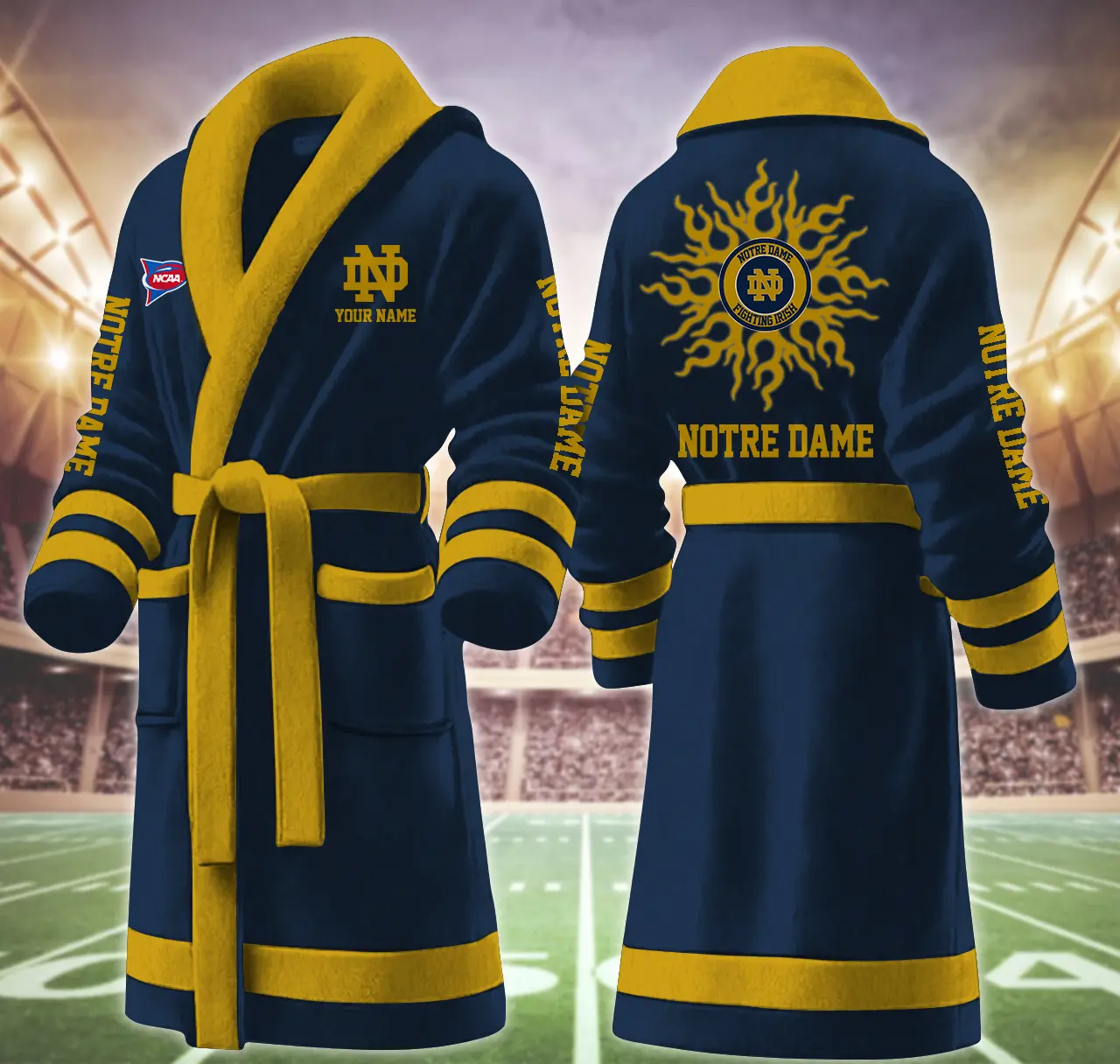 notre dame fighting irish ncaa fleece bathrobe lkgui