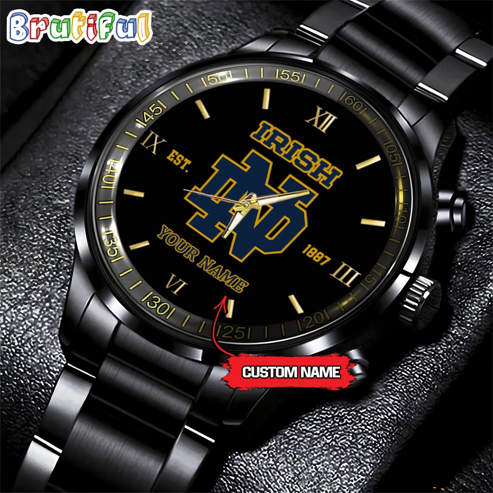 notre dame fighting irish ncaa personalized black fashion watch football watch for fans vwr4z