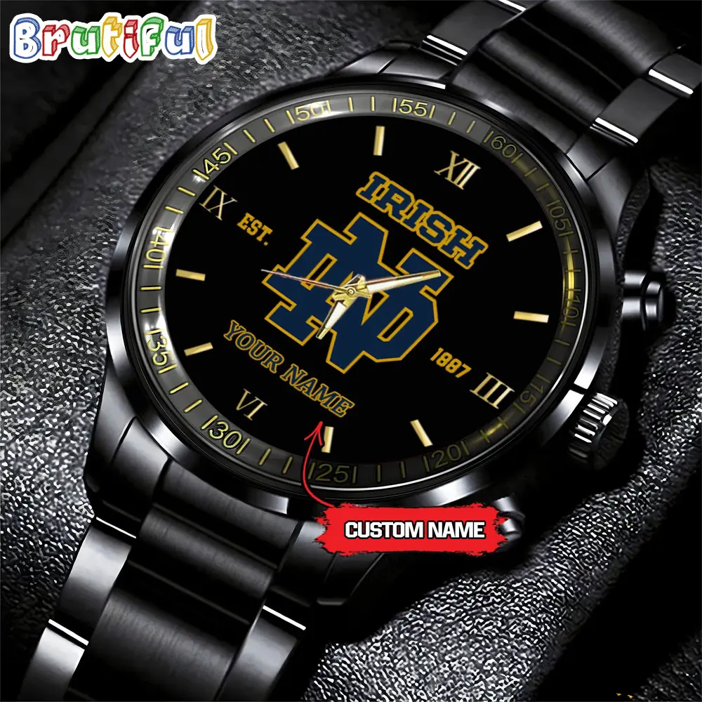 notre dame fighting irish ncaa personalized black fashion watch football watch for fans vwr4z