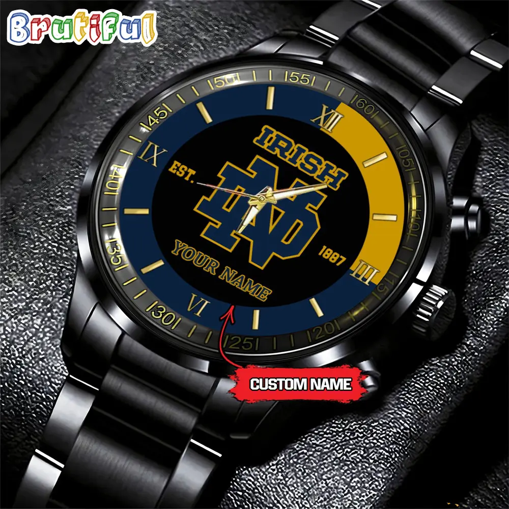 notre dame fighting irish ncaa personalized black hand watch for fans ci97w