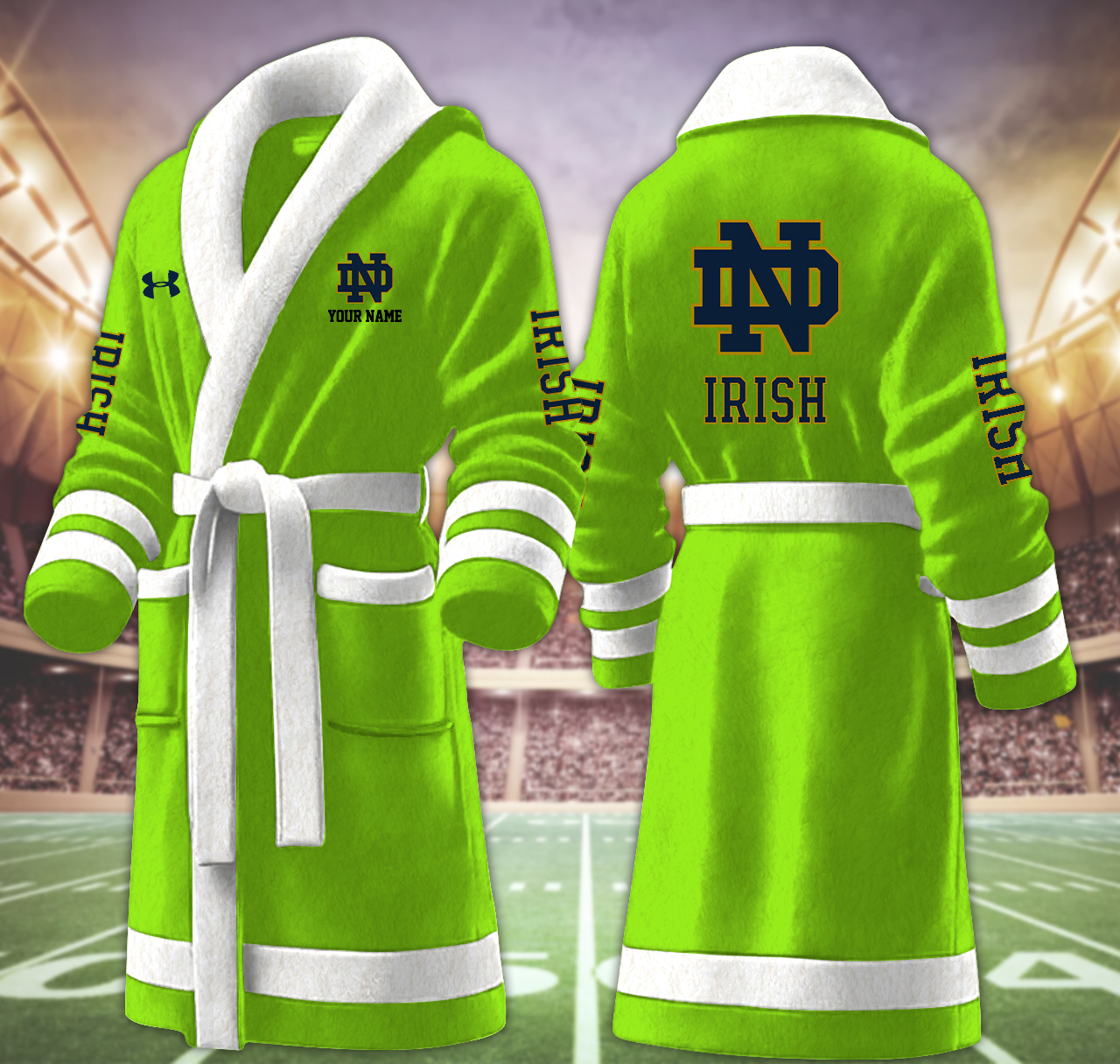notre dame fighting irish ncaa personalized fleece bathrobe 3mwbu
