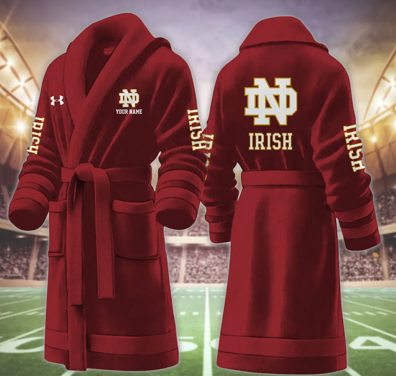 notre dame fighting irish ncaa personalized fleece bathrobe qd96x