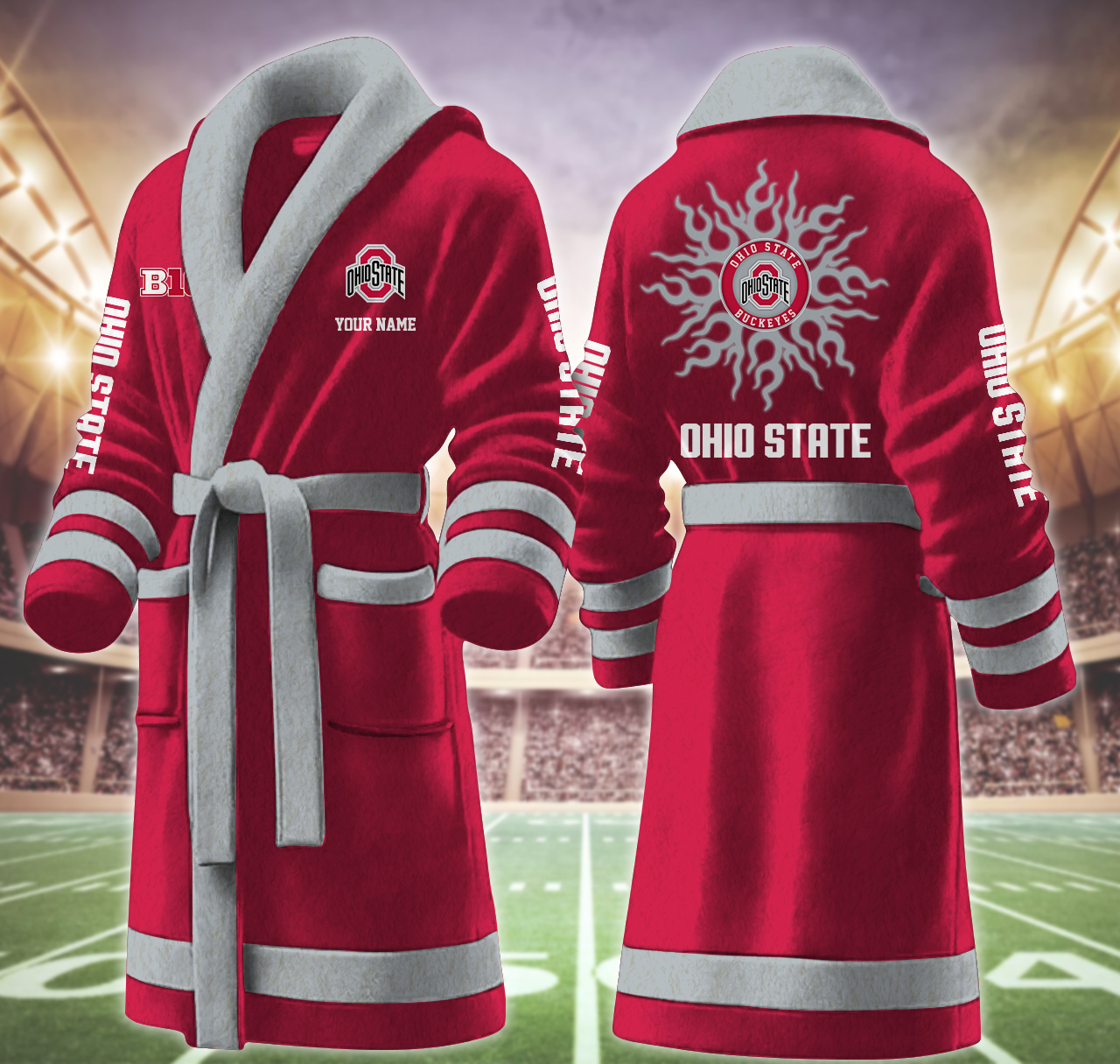 ohio state buckeyes ncaa personalized fleece bathrobe 85ekm
